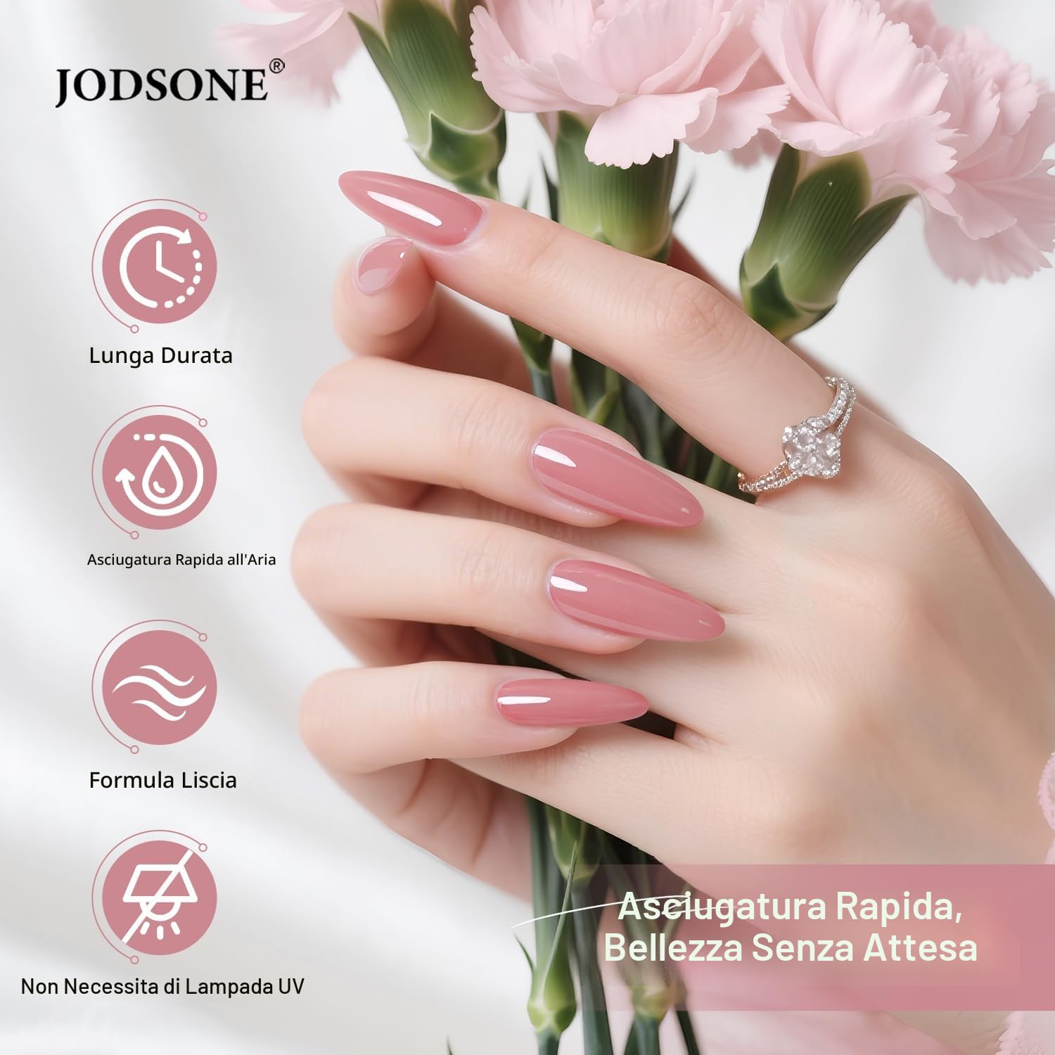JODSONE Dusty Rose, smalto per unghie da 16,5 ml, grande volume, ad asciugatura rapida, colore rosa chiaro, ad asciugatura rapida e a lunga durata, colore nail art, fai da te, regalo per donne