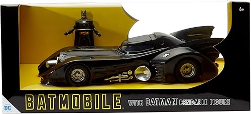 NJ Croce 1989 Batmobile con Michael Keaton Batman Figura de acción flexible de 3 pulgadas,
