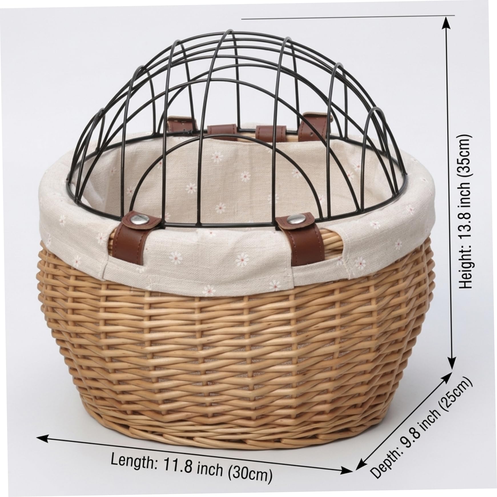 Cesta de Mimbre Segura para Bicicleta de Perro, 12x10x8 Pulgadas, con Cubierta, Soporte para Bicicleta, transportador de Mascotas para Perros pequeños y Gatos, Cesta de Almacenamiento