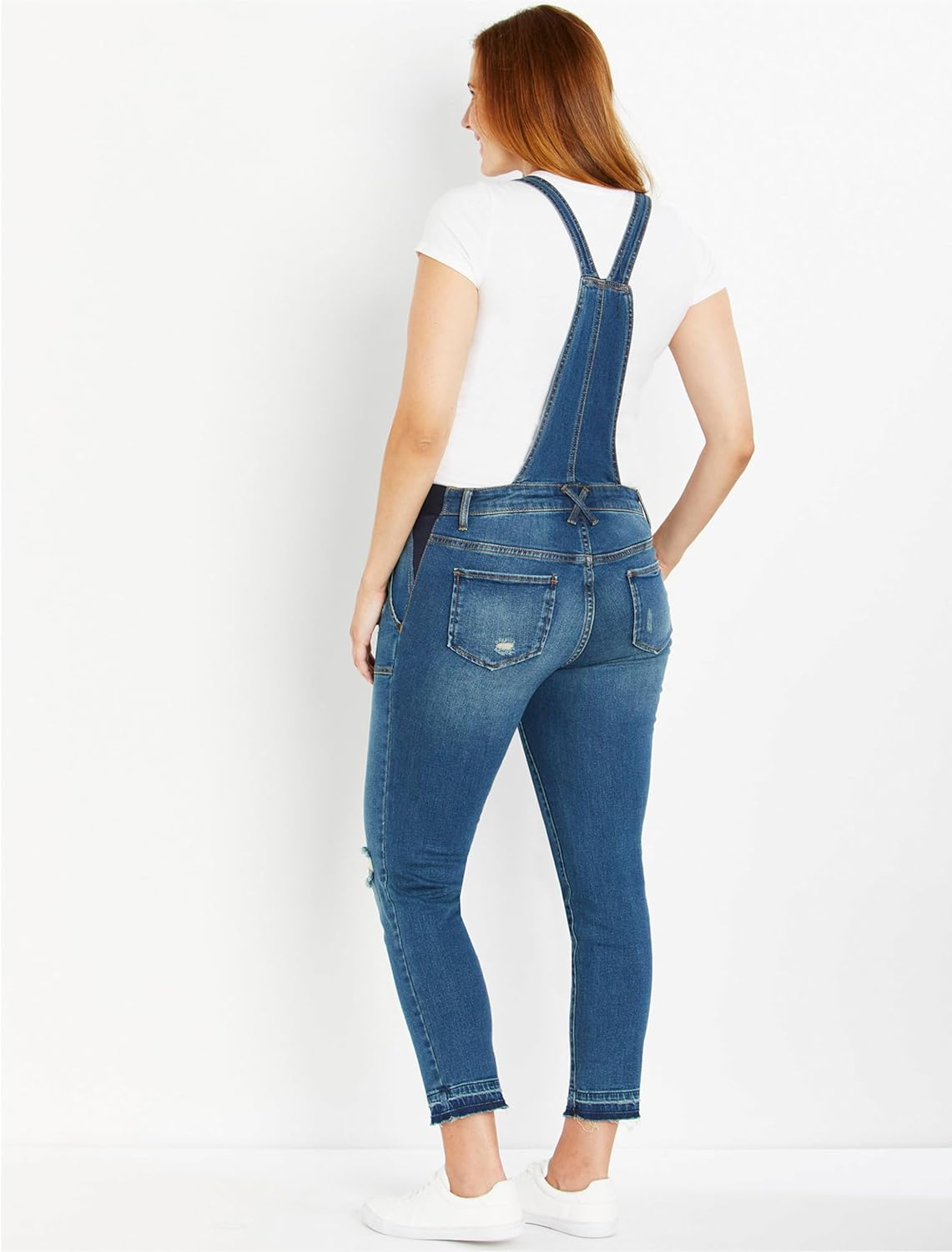 Motherhood Maternity Women's Side Panel Skinny Ankle Pregnancy Denim Overalls - Image 3