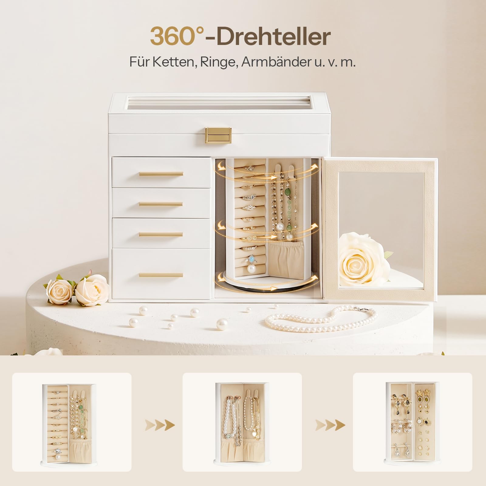 HOOBRO Schmuckkästchen, Schmuckbox, Schmuckaufbewahrung, Schmuckschatulle