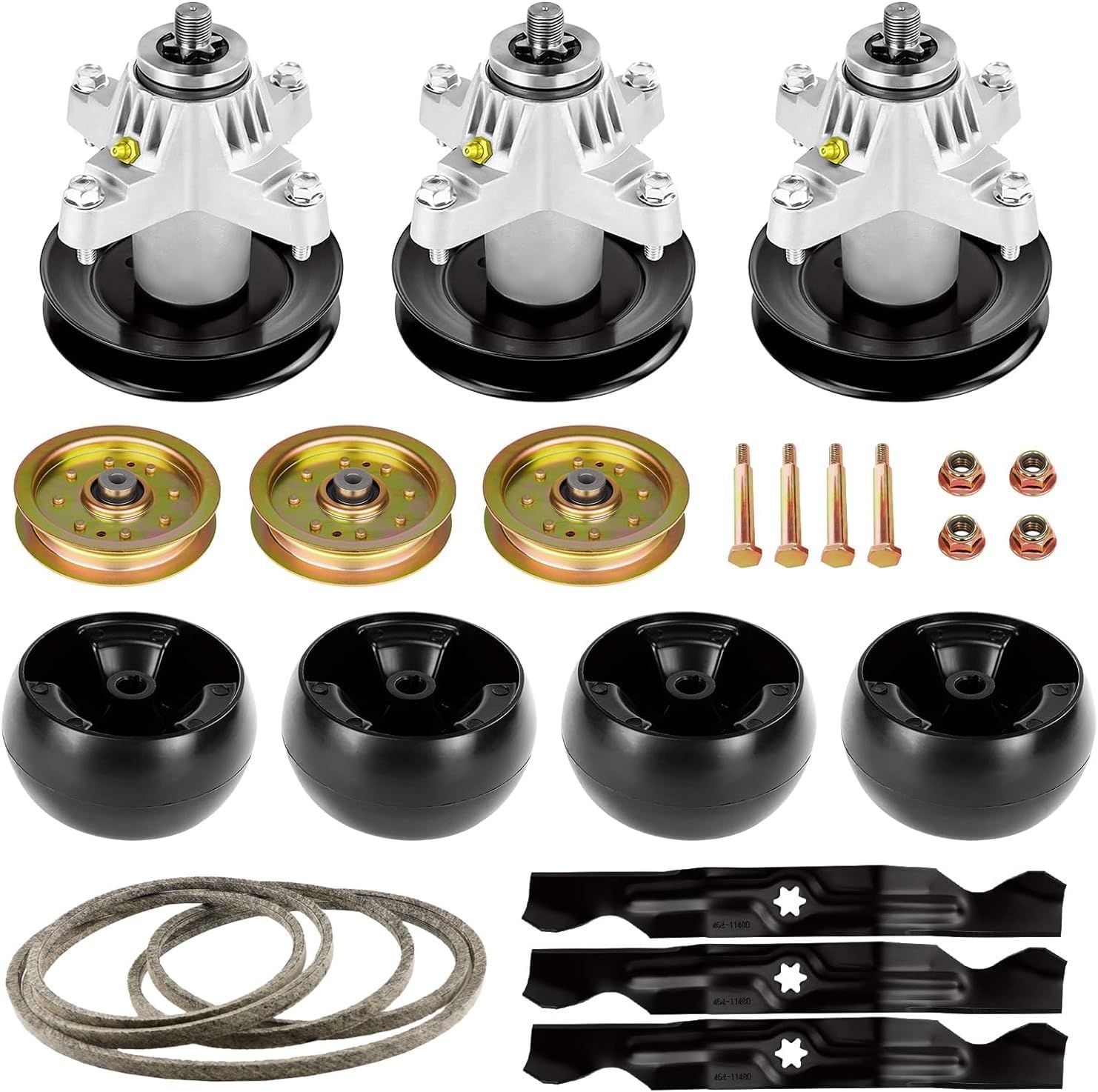 50 inch Mower Deck Rebuild Kit Fit for Cub Cadet Troy Bilt RZT 50,ZT50,RZT-50, 3 Spindles 618-04125 618-04126, 3 Blade 742-04053A,3 Idler 756-04129,1 Belt 754-04044, 4 Deck Wheel 734-04155