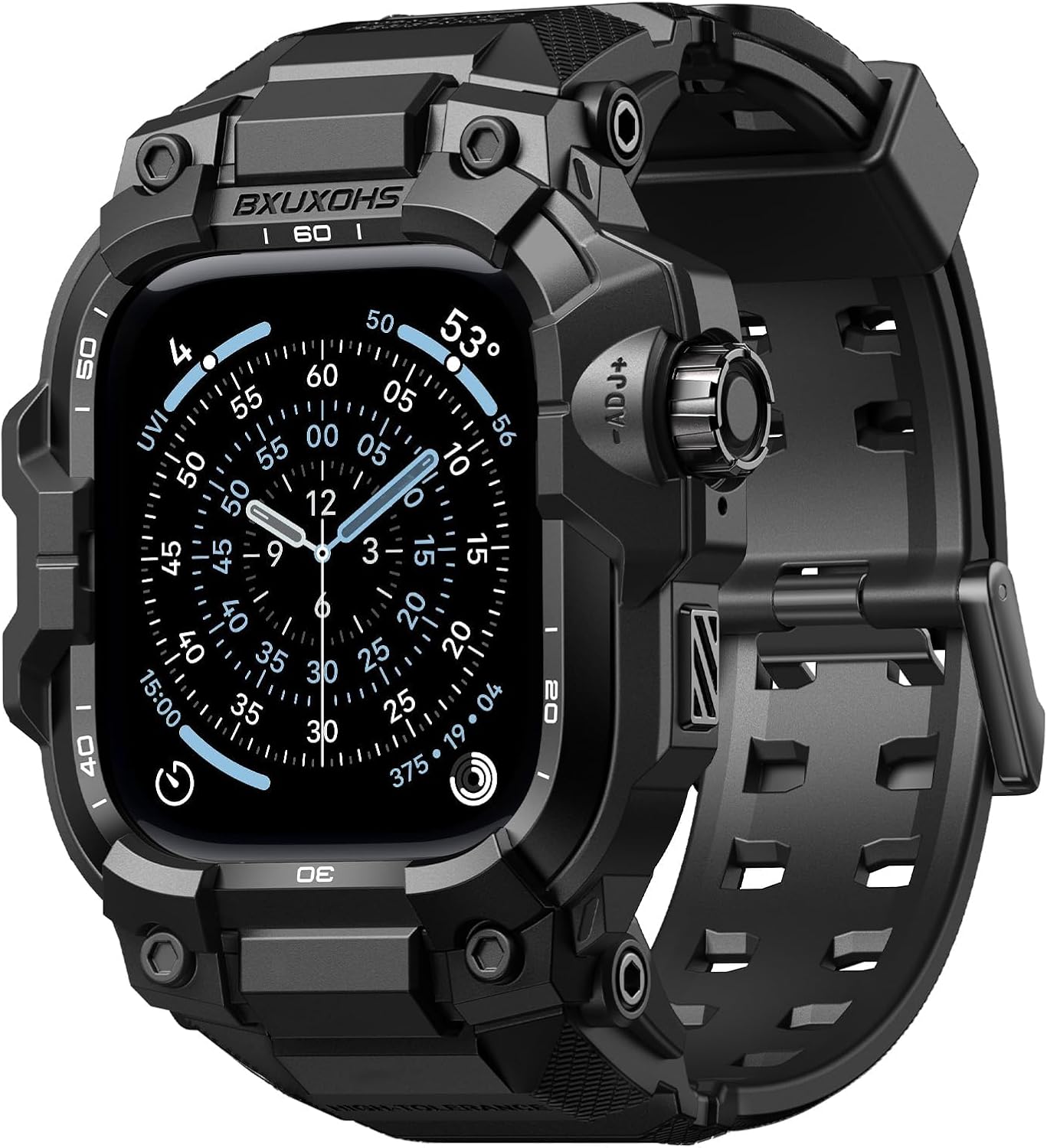 BXUXOHS Rugged Case and Band for Apple Watch 46mm Men, Compatible with Apple Watch Series 11/10, Military Grade Shockproof Bumper Cover, Tactical Band Case for iWatch 11/10 Man, Black