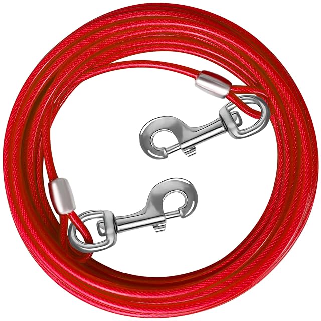 HaiYUAN Dog Tie out Cable 10/15/20/25/30 FT Dog Runner for Yard Steel Wire Dog Cable with Durable Superior…
