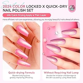 SAVILAND 6pcs Ombre Nail Polish Sets: Charm Pink Blue Gold Purple Pearl Summer Fingernail Polish Colors Air Quick Dry Nail Polish Plant-base Castor Oil Natural Nail Lacquer Women Home Manicure DIY