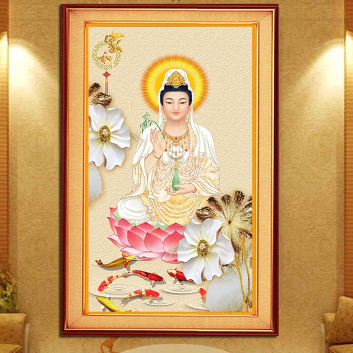 Instarry DIY 5D Diamond Painting Kits for Adults Large Size Guanyin Bodhisattva/Buddha Statue Rhinestones Cross Stitch Wall Decor for Bedroom Living Room 37.4x21.7 inch
