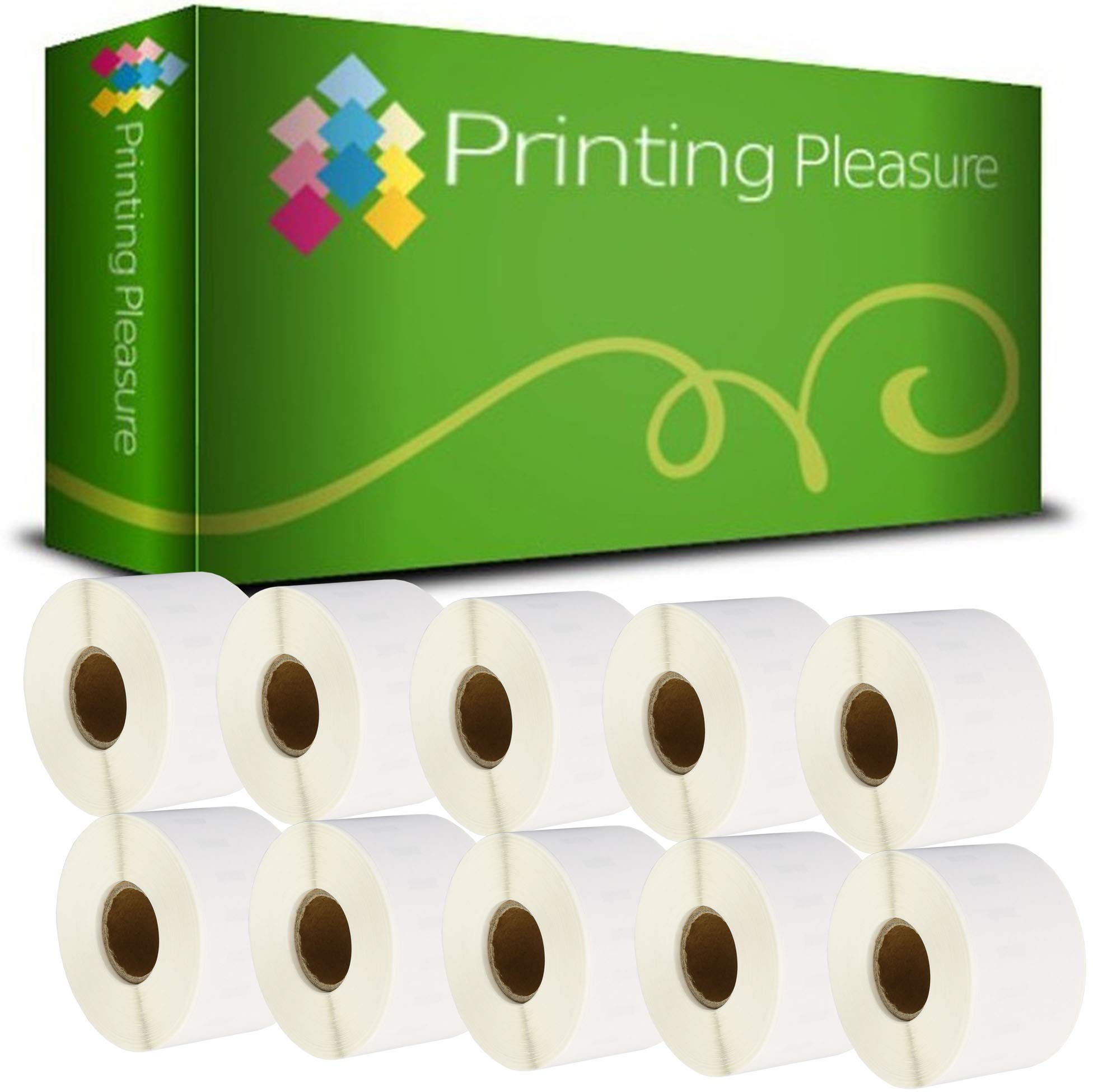 Printing Pleasure 10 x 99018 Compatible Address Labels Rolls for LabelWriter & Seiko Label Printers | 38mm x 190mm | 110 Labels per Roll | Common Use: Lever Arch Labels