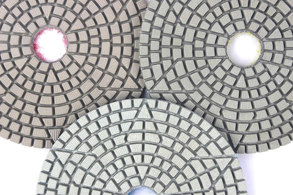 4" flexible 3 Step Diamond Polishing Pads for Granite Marble Quartz Engineered Stone Sanding