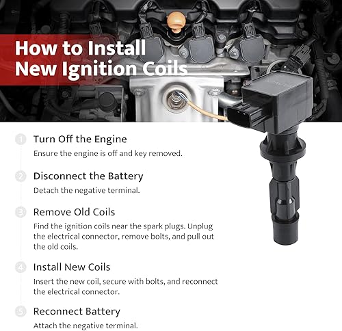 Miniatura 6 de Juego de 4 bobinas de encendido de repuesto para Mazda 3, Mazda 6, Mazda CX7, Mazda MX5 Miata 2006 2007 2008 2009 2010 2011 2012 2013 2014 2015, L4