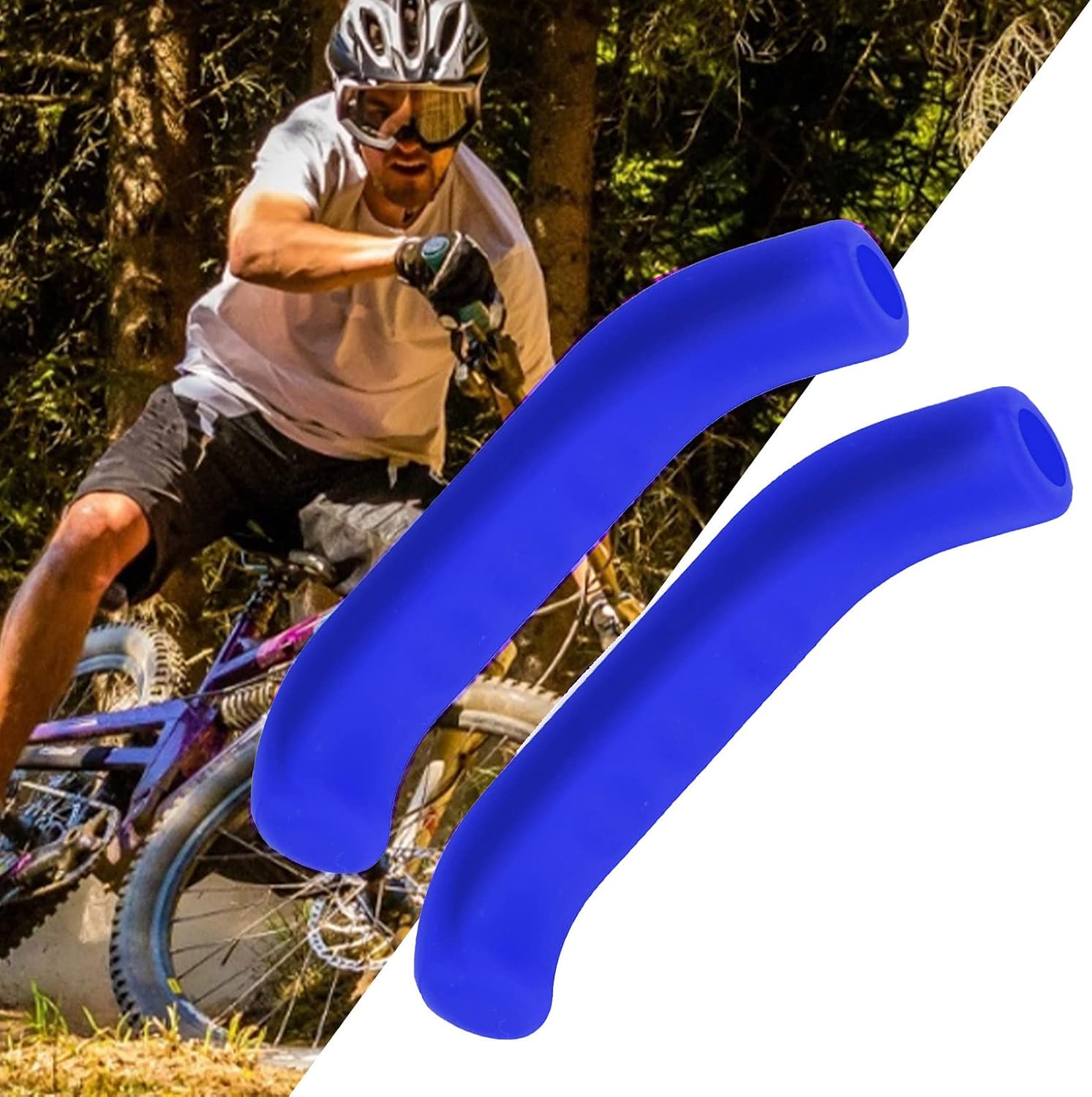 Bike Brake Lever Sleeve, Brake Lever Grip Brake Handle Silicone Sleeve Bicycle Brake Handle Cover Protector Anti Slip Shock Absorbing Cycle Accessory for Mountain Road Bike Cycling Soft 5 Colors
