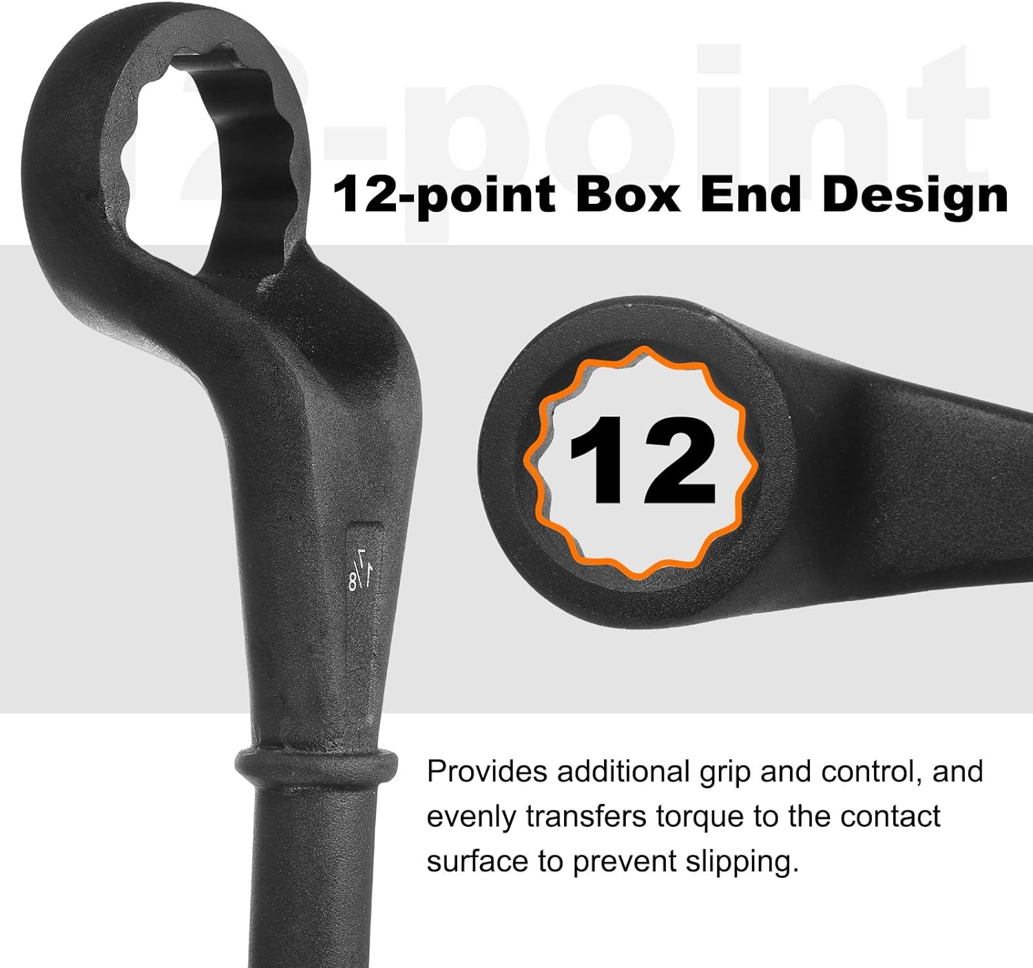 HARFINGTON Offset Box End Tubular Handle Wrench 1-7/8" CR-V 12 Point Offset Single End Torx Wrench High Neck Tubular Box Wrenches for Tightening Remove Screws and Fasteners, Black