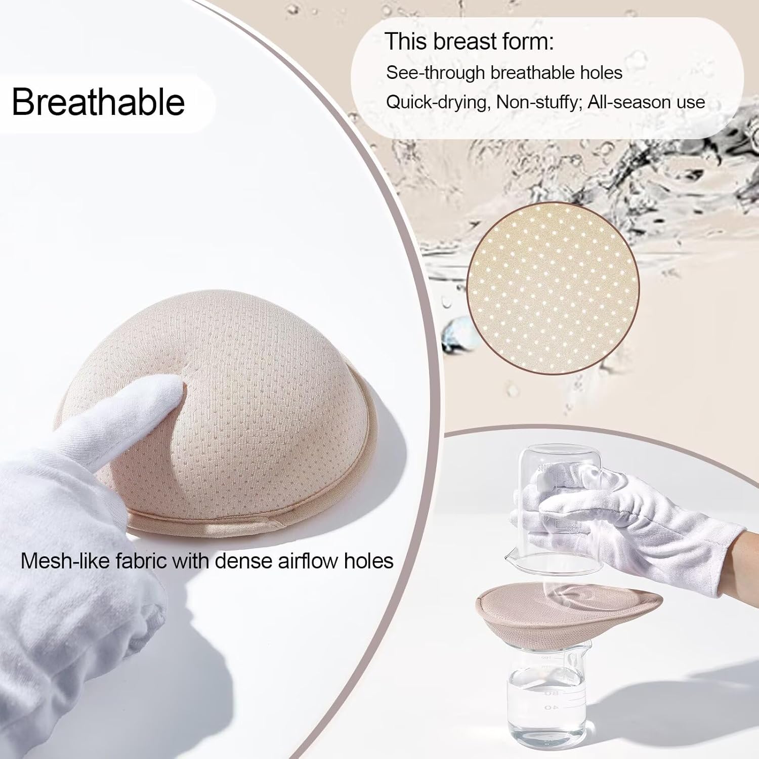 Breast Prosthesis Breast Form premium breathable silicone bead for Post-Mastectomy pockets bra-daily & swim use - Image 4