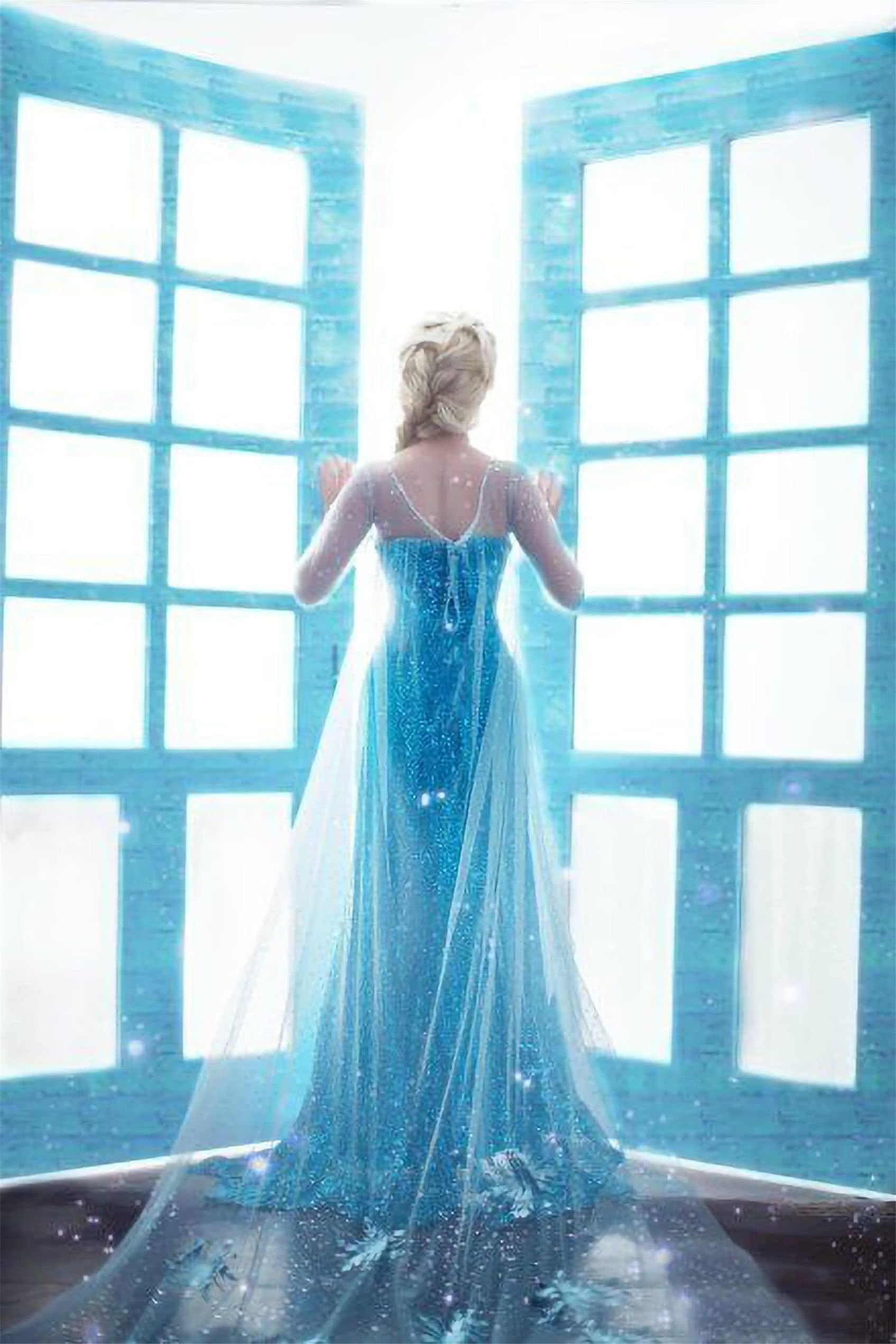 Costume da per donna, Abito da principessa Abito elegante blu Costume di carnevale Donna Festa di Natale Cosplay Halloween，blu,S-2XL