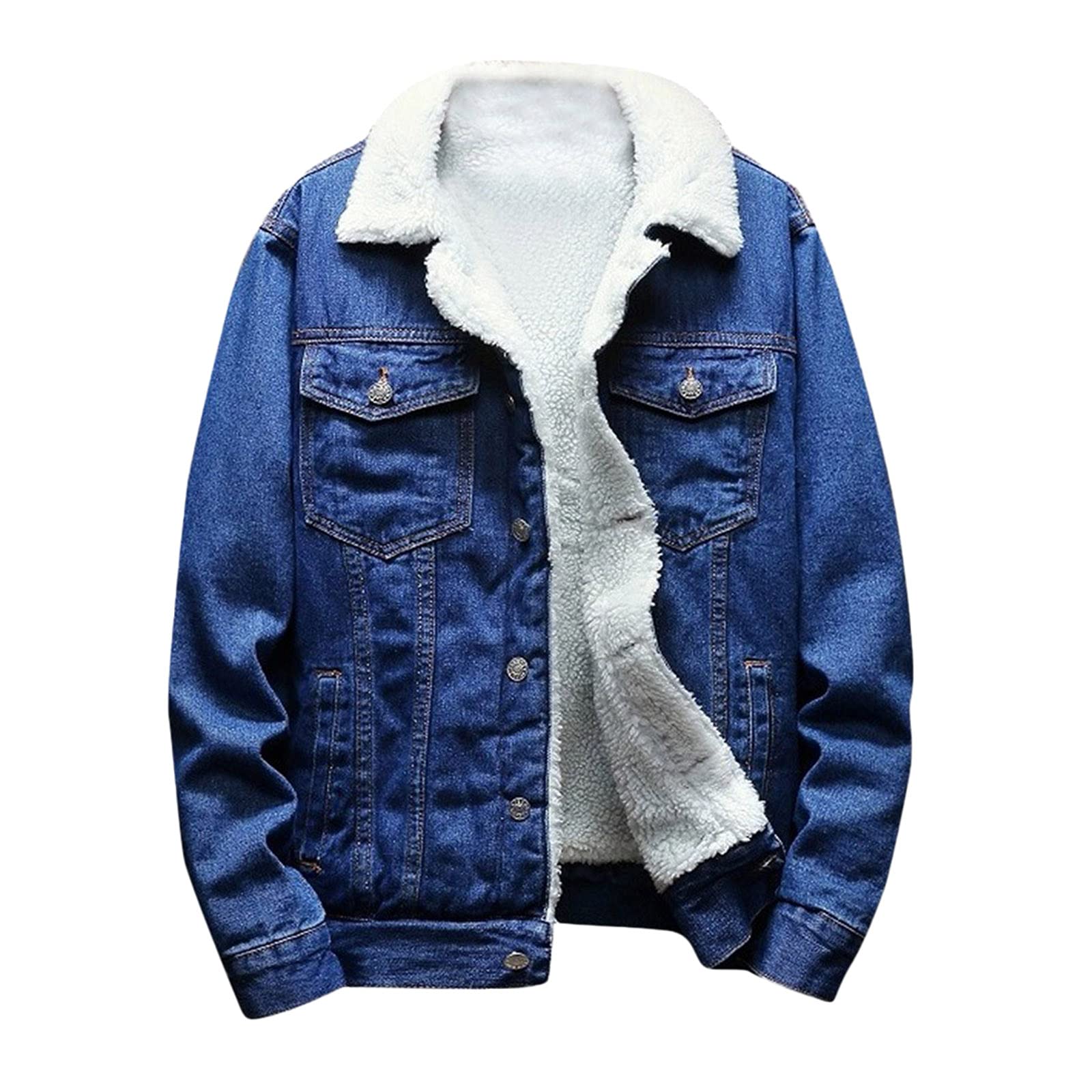 Chaqueta vaquera de camionero para hombre, chaqueta vaquera con forro polar de sherpa, chaqueta de trabajo gruesa y cálida, chaqueta vaquera de invierno, abrigo de mezclilla con forro de algodón,