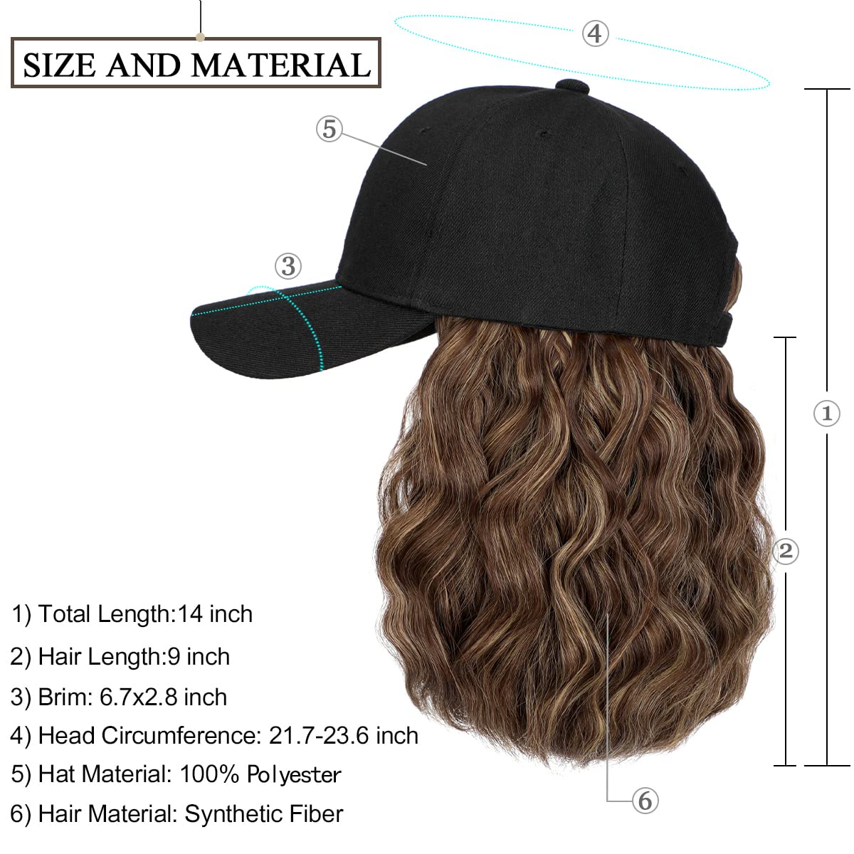 Amazon.com : Qlenkay Baseball Cap with Hair Extensions  display picture 3