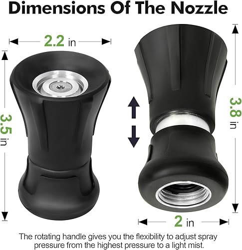Miniatura 7 de SPECILITE Manguera de jardín de 58 pulgadas de 50 pies con boquilla de alto flujo, manguera de agua de goma híbrida flexible y resistente para