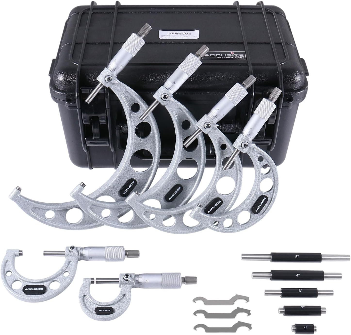 Accusize Industrial Tools Toolmaker Inspection Set, Telescope Gauges, 0-6'' Micrometers and 2-6'' by .0005'' Dial Bore Gauge, Egee-5006