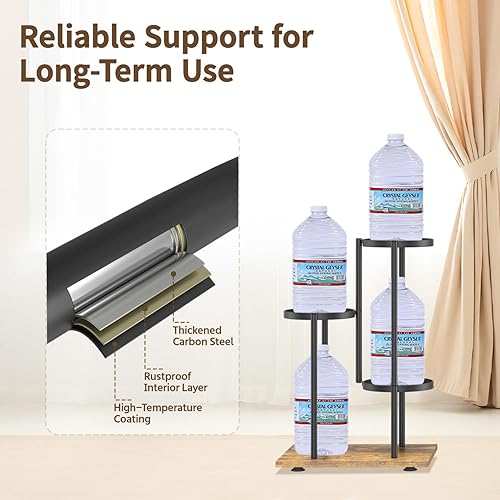 Miniatura 3 de LASZOLA Soporte para plantas negro de 3 niveles para interior, soporte de metal resistente para macetas, soporte para flores, organizador moderno y