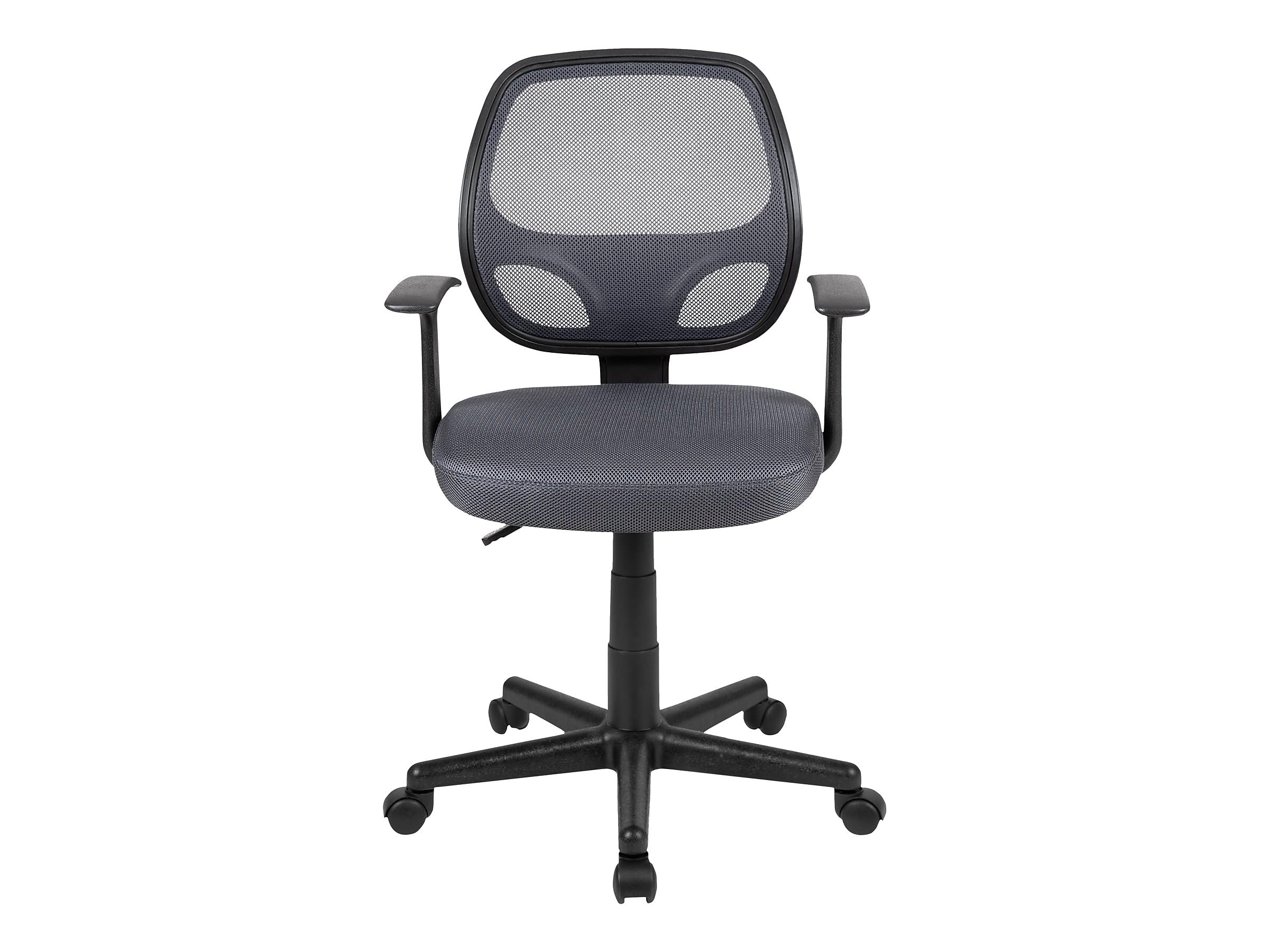 Flash Fundamentals Mid-Back Gray Mesh Swivel Ergonomic Task Office Chair with Arms