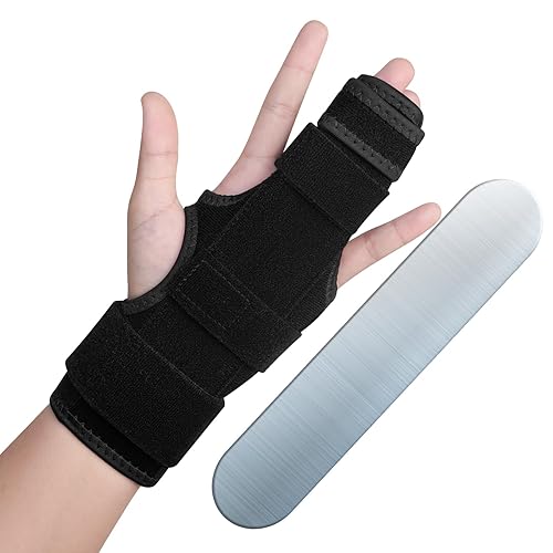 Miniatura 8 de Férula de dedo gatillo, soporte de 2 dedos para índice, medio, anillo, dedo meñique, tratamiento para fracturas de mano, artritis (L/XL, derecho)