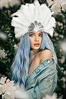 Vista 46 de HOMELEX Tocado de plumas negras para mujer, accesorios de carnaval caribeño