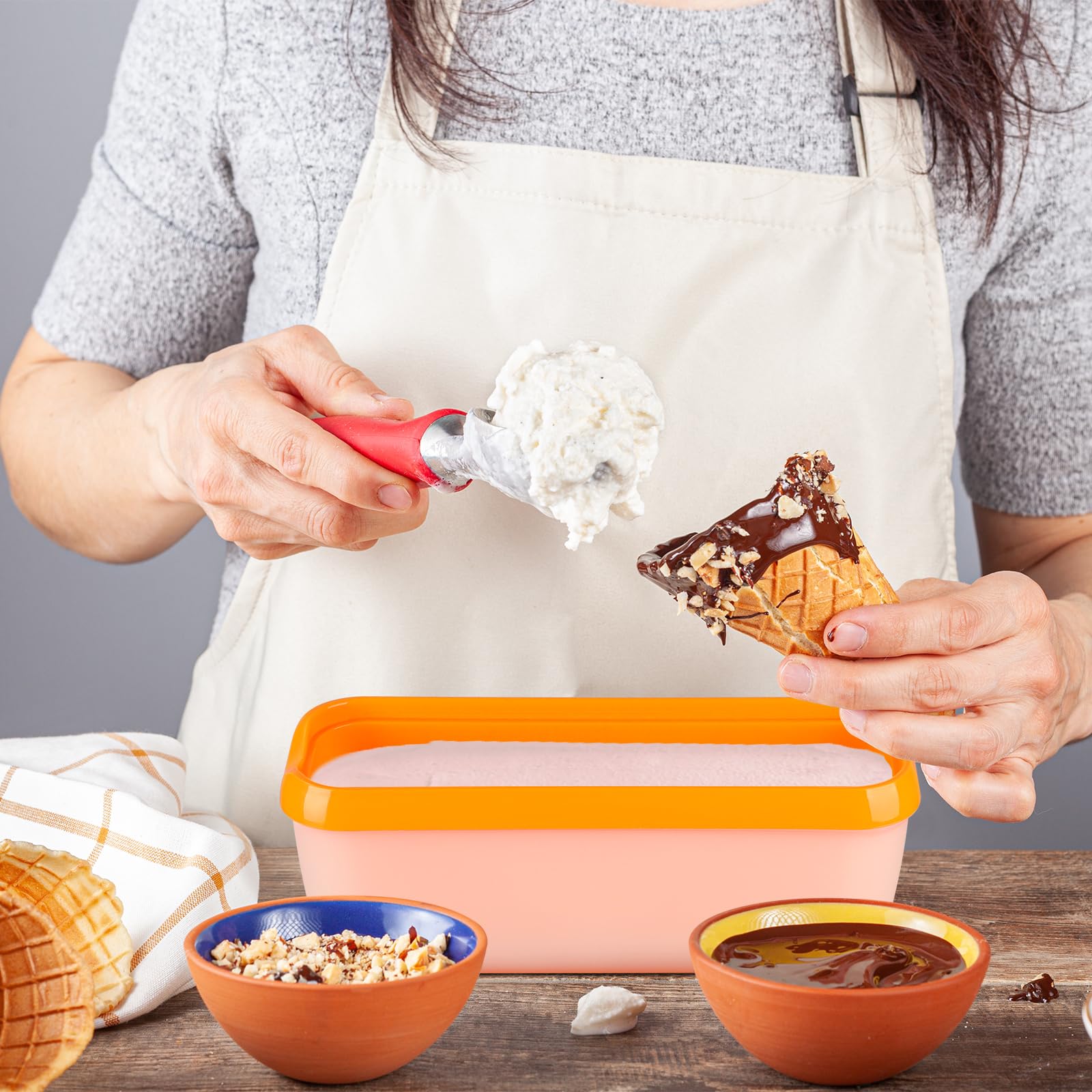 Eisbehälter für Speiseeis,BPA frei, 2er-Set Eisbehälter für Speiseeis 1.5 L, Wiederverwendbare Hausgemachte Eiscreme-Behälter mit Deckel, Für Selbstgemachtes Eis, Sorbets, Joghurt