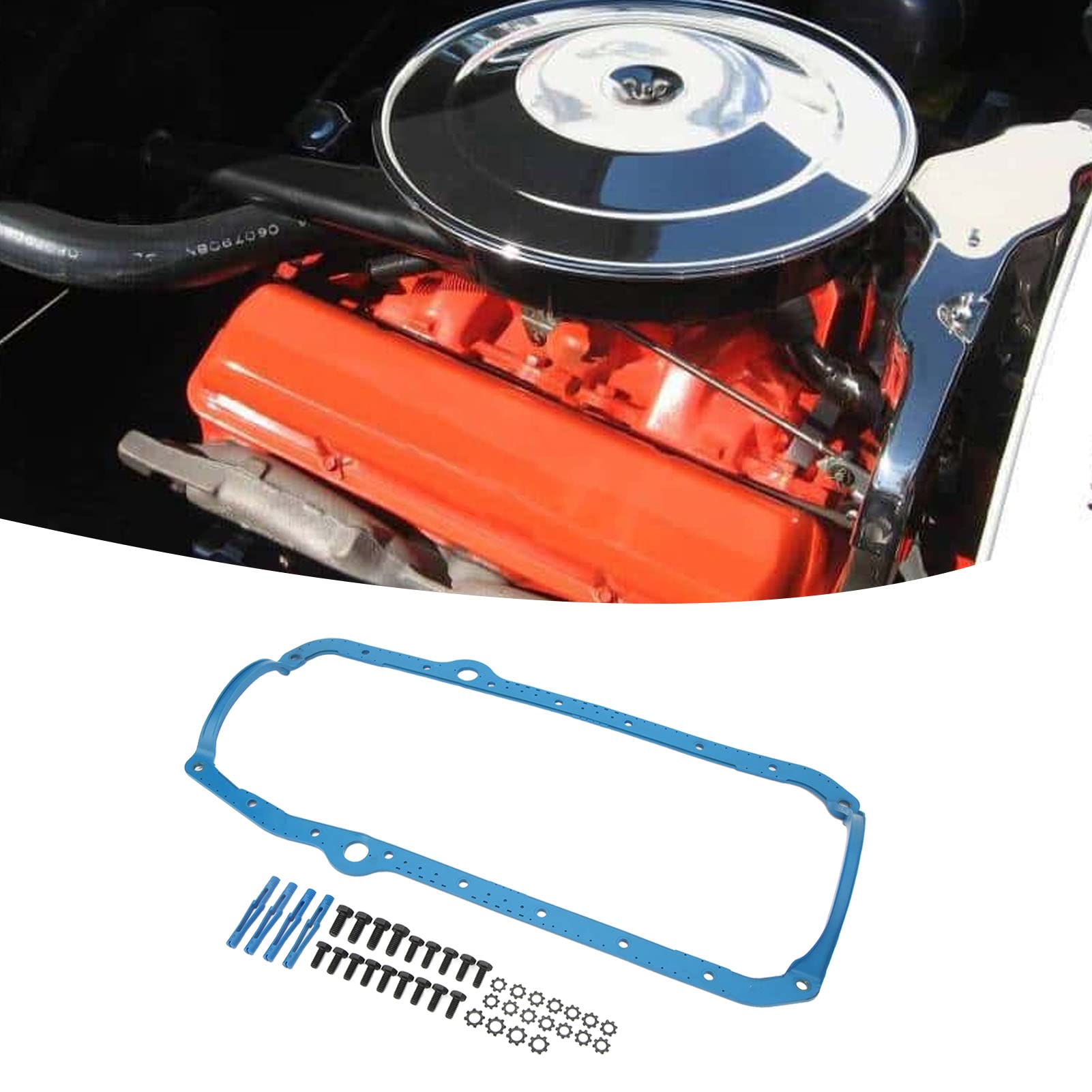 Juego de juntas de cárter de aceite de motor OS34510T, repuesto para motor SBC 305 350 327 1955-1985, accesorio de junta de cárter de aceite con núcleo de acero con pasadores y