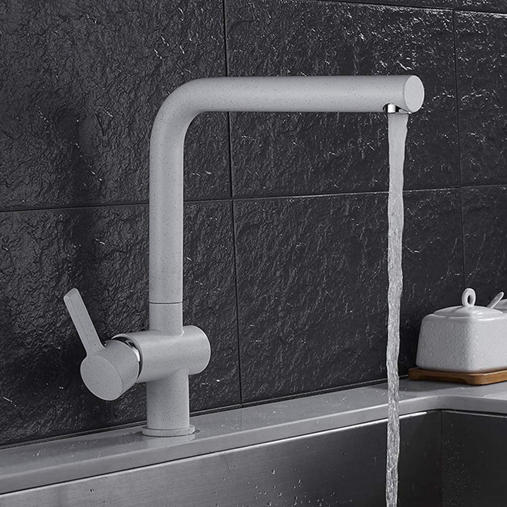 ZYCHSJXA Kitchen Sink Faucets Black∕Chrome∕White∕Oat Brass Swivel Taps Hot and Cold Wash Basin Mixer Water Torneira Cozinha,White