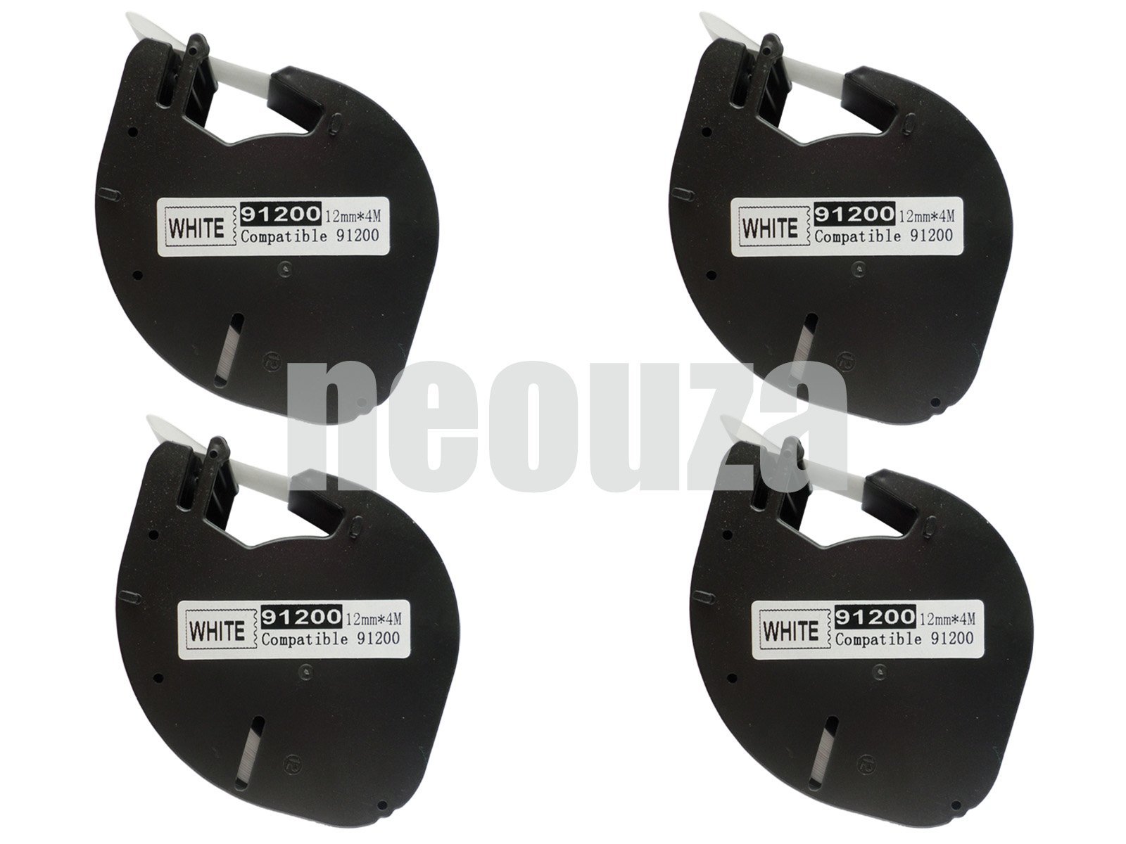 NEOUZA 4PK Compatible Dymo LetraTag Plastic Labels Tape 12mm x 4m