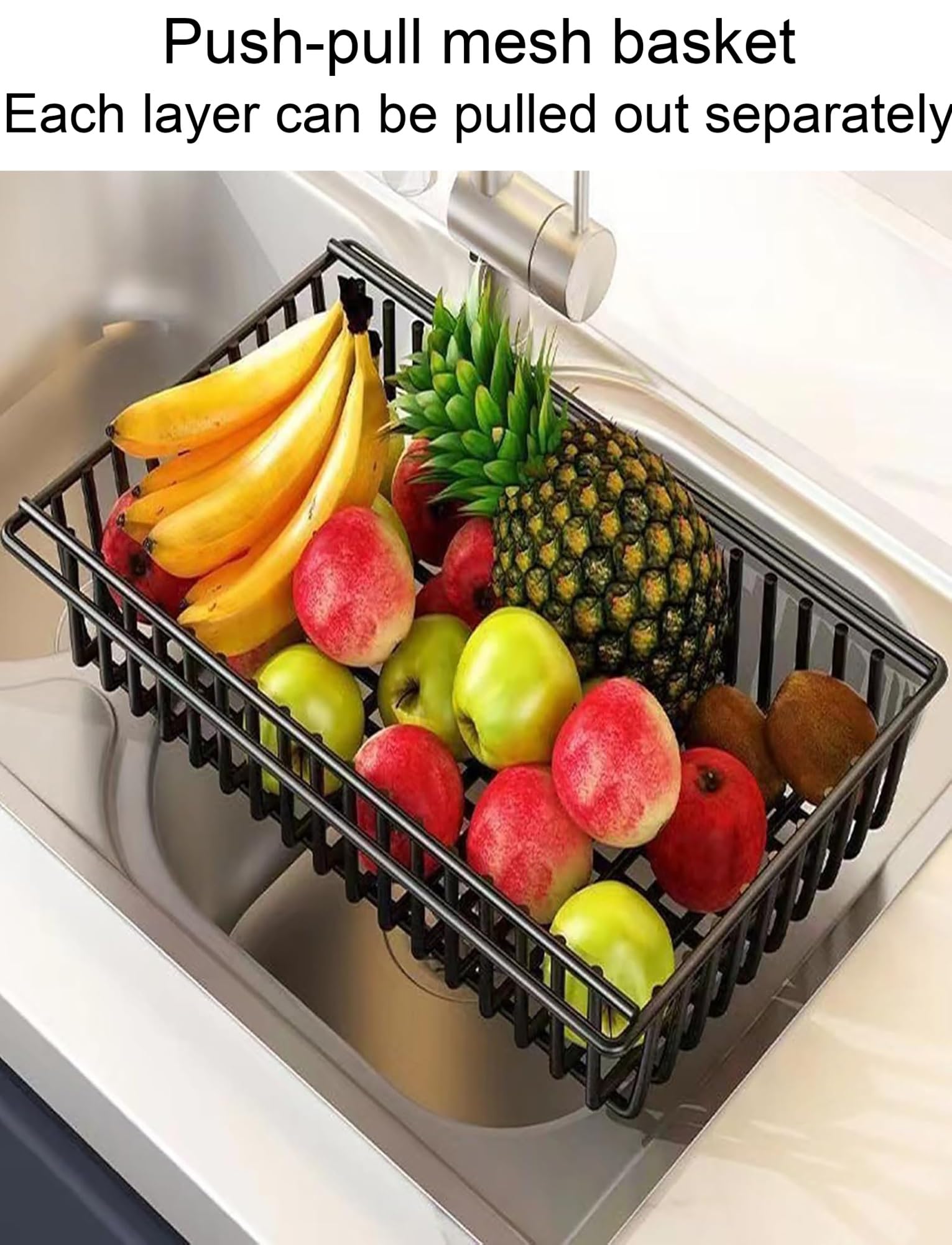 Carrito rodante de metal de 4 niveles con cestas de malla de acero, organizador multiusos para cocina, garaje y despensa, solución de almacenamiento duradera con ruedas