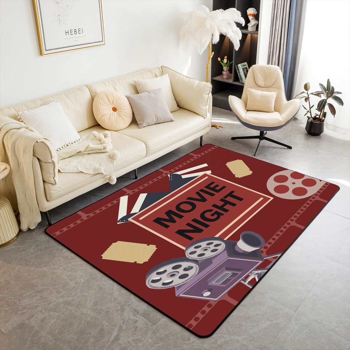 jejeloiu Tappeti per soggiorno cinema per bambini cinema decorazione accento tappeto area tappeto 5x7 notte cinema tappeto interno decorazione home theater tappeto decorativo