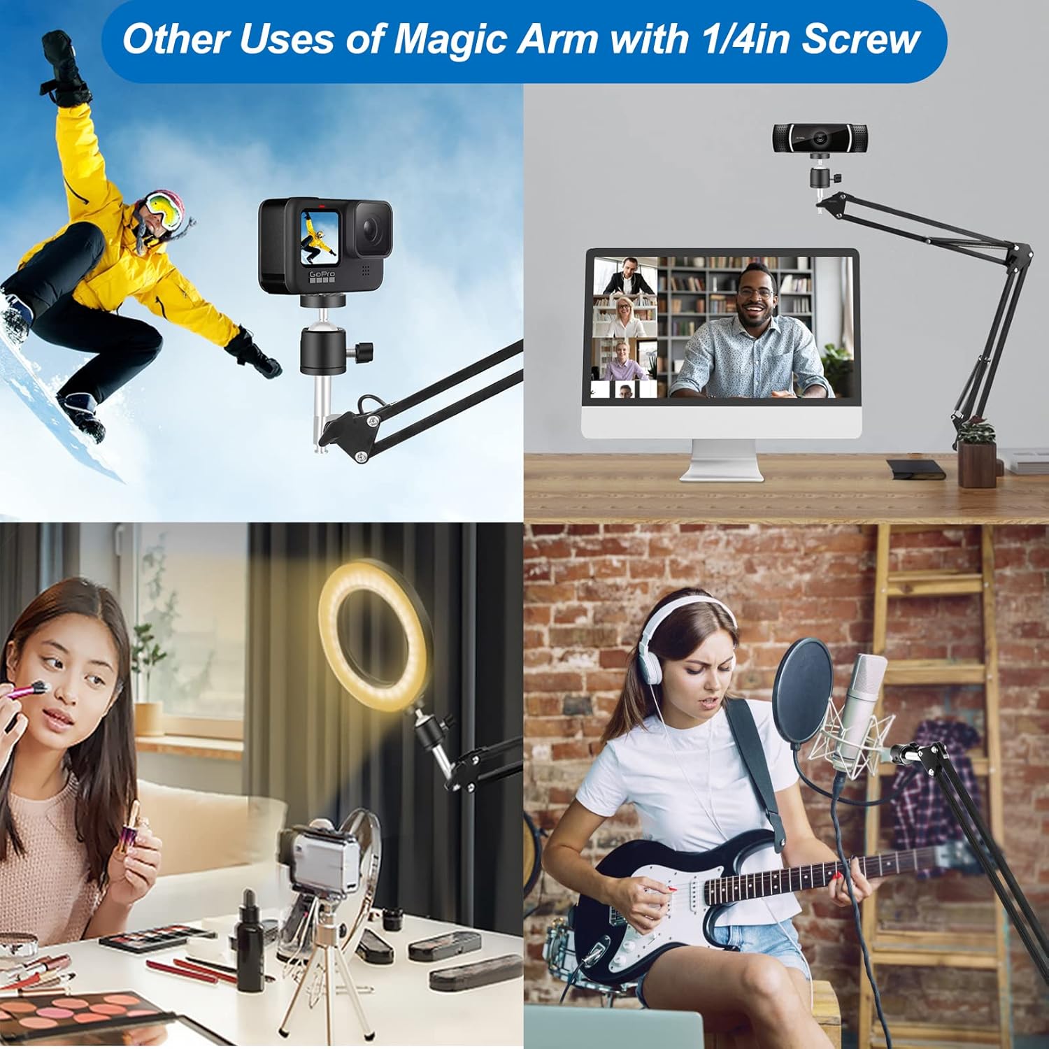 Toolour Magnetic Helping Hands Soldering Clamp 2-in-1 Third Hand Work Station w/Magic Arm,PCB Solder Arms Tools,360° Hot Air Gun Holder,3X Magnifier Lamp for Electronics Welding Repair