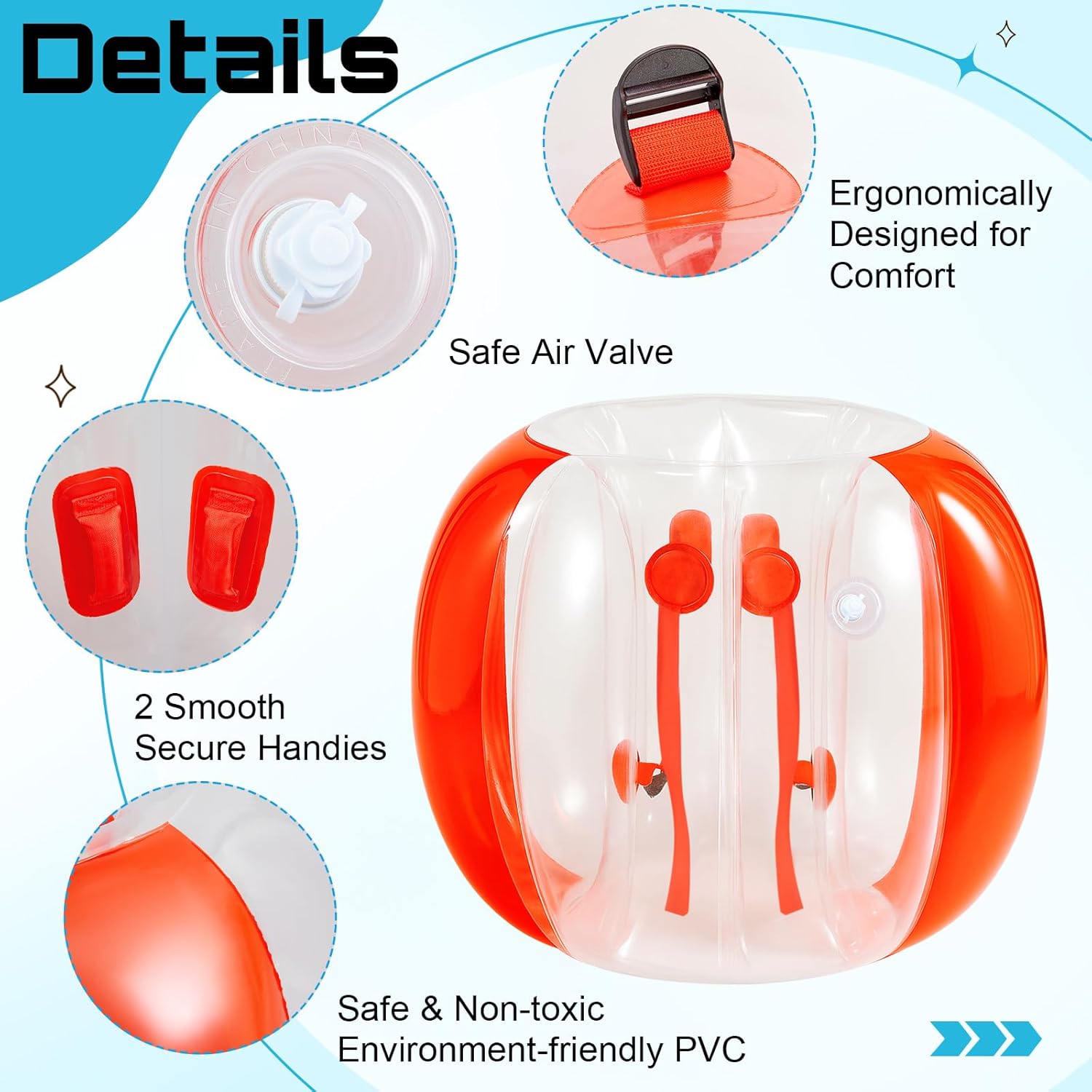 Silipull 2 Pcs 48 Inch Bumper Sumo Ball for Adults Inflatable Bounce Body Zorb Ball for Outdoor Team Gaming Play Bumper Bopper Balls for Garden, Yard, Park (Red, Blue)