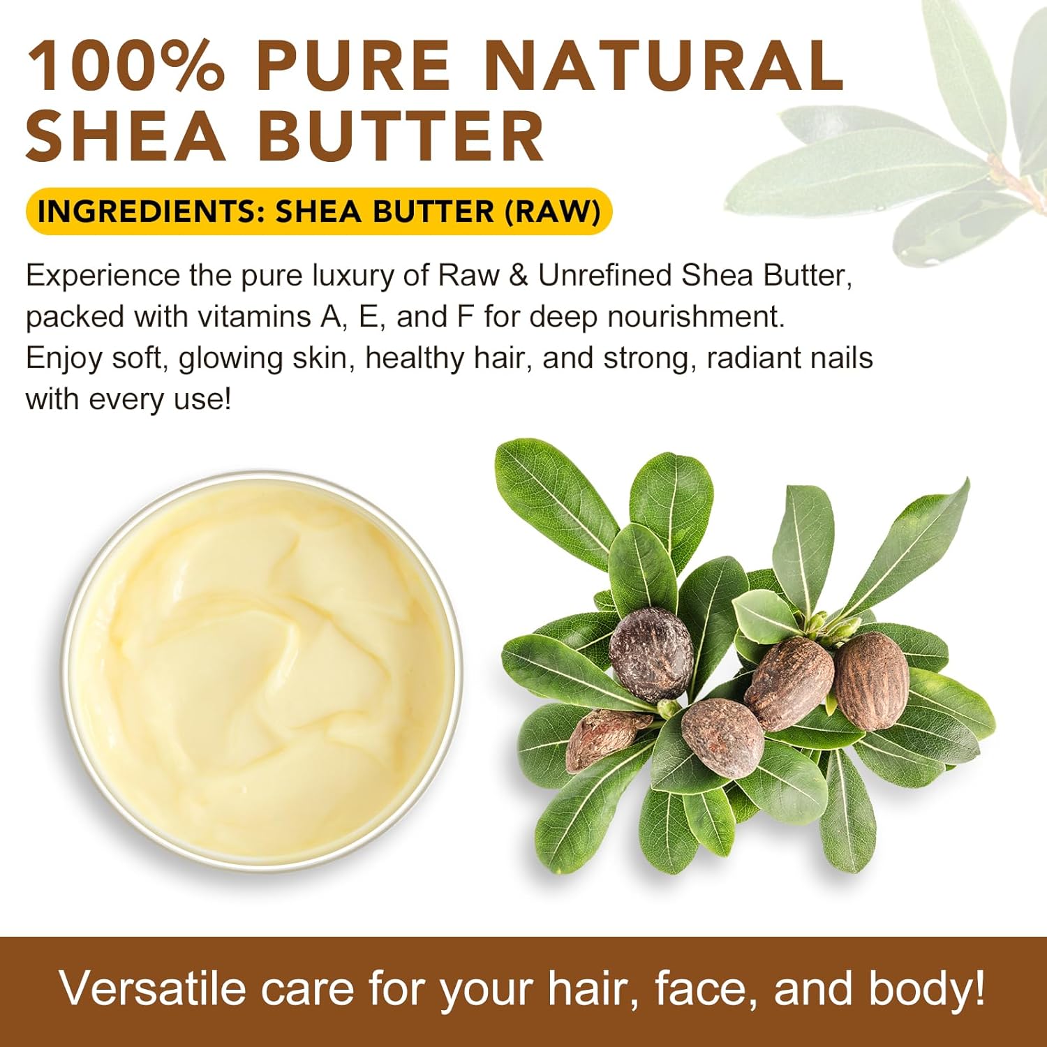 2 Pack Shea Butter Raw, Unrefined Body & Face Butter - 100% Natural Vitamin A, E & F - Long-Lasting Hydration for Dry Skin, Hair Care, 7.8 oz - Image 6