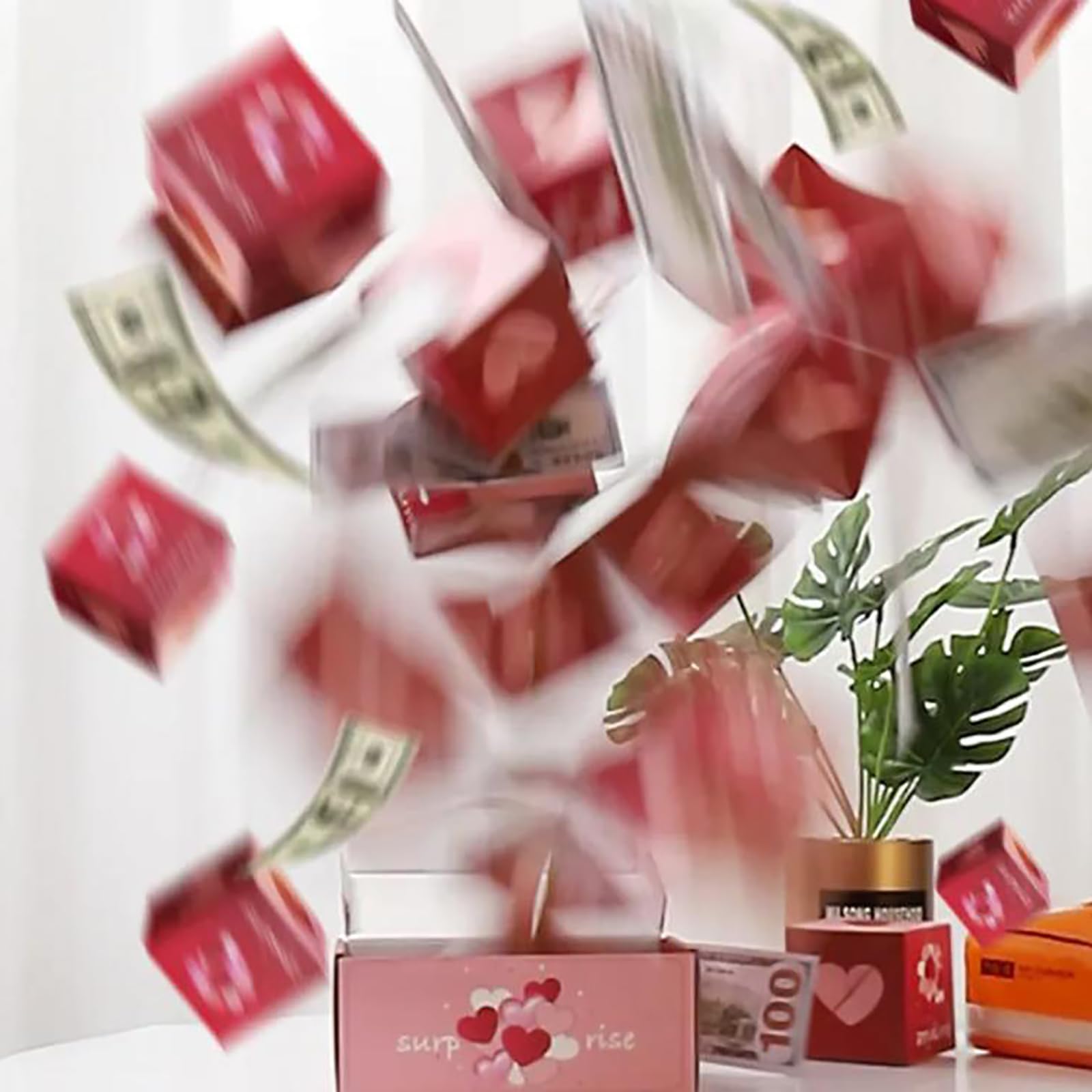 Exploding Money Gift Box, Boże Narodzenie niespodzianka wybuch pudełko prezentowe — stworzenie najbardziej zaskakującej, składanej odbijającej się czerwonej koperty, eksplozja gotówki na urodziny
