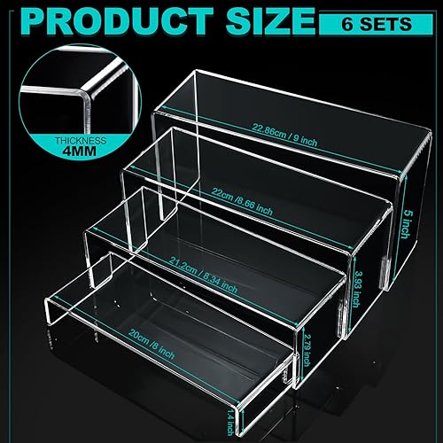 Miniatura 2 de Sintuff 24 piezas de 6 soportes de exhibición de acrílico de 9, 8.7, 8.3 pulgadas, 8.3 pulgadas, 8 pulgadas, estantes acrílicos transparentes de 4