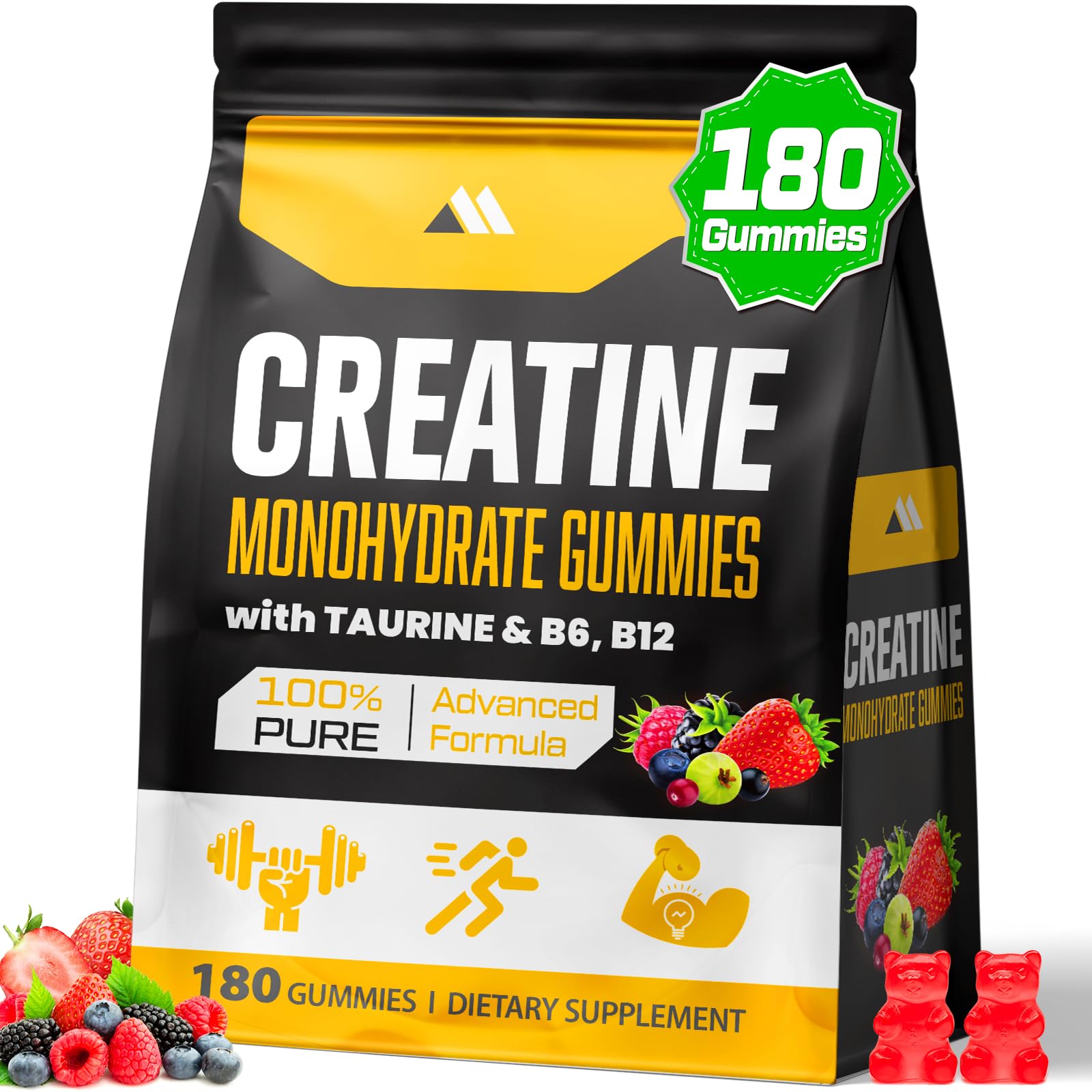 Oeubeen Gomas de creatina monohidratada com extrato de pimenta-preta, 5.000 mg por porção, 180 gomas