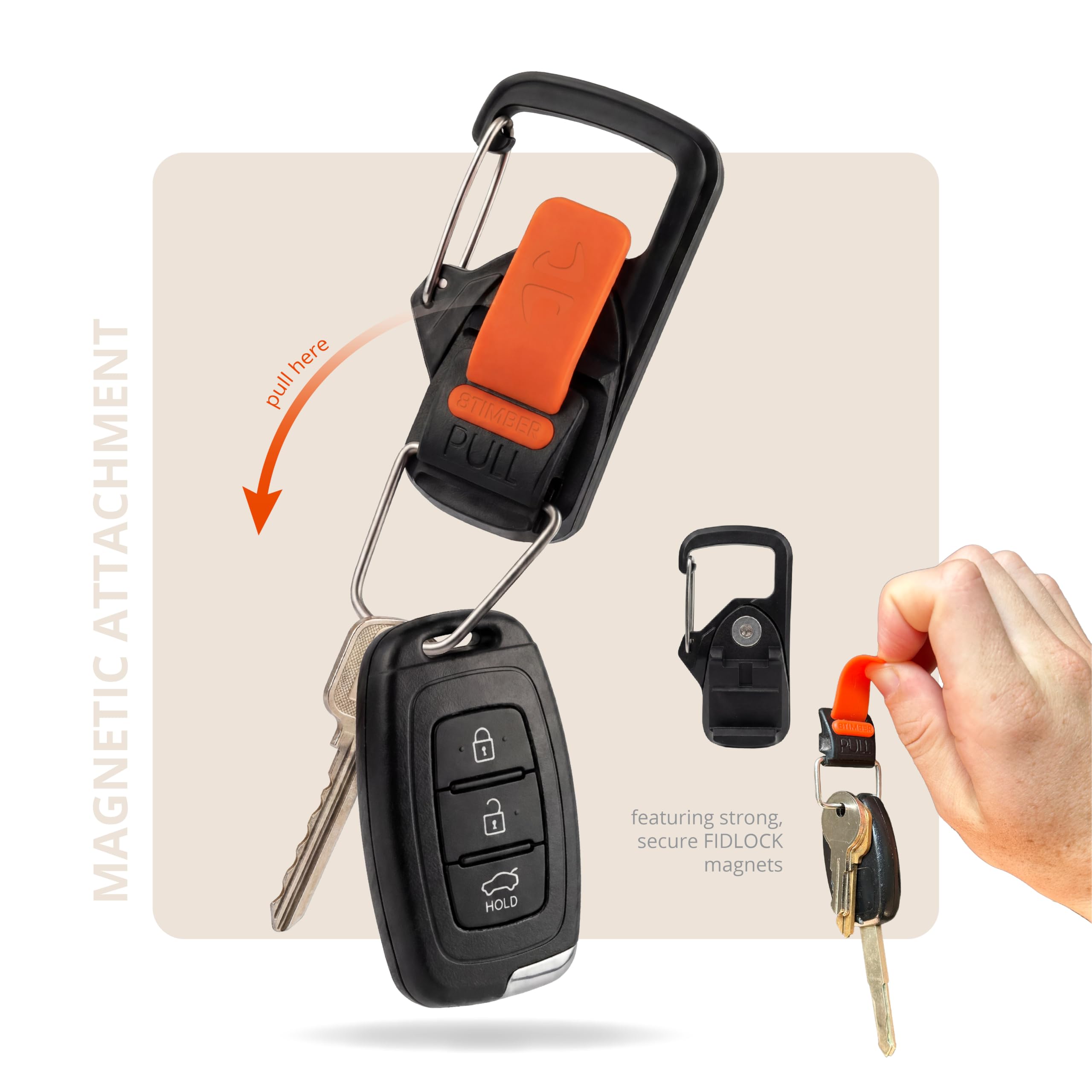 8TIMBER Terra Clip Magnetischer Schnellverschluss Schlüsselanhänger - Mühelose Karabiner-Alternative für stilvolles Schlüsselmanagement überall mit schneller und einfacher Magnetlasche, Karabiner und