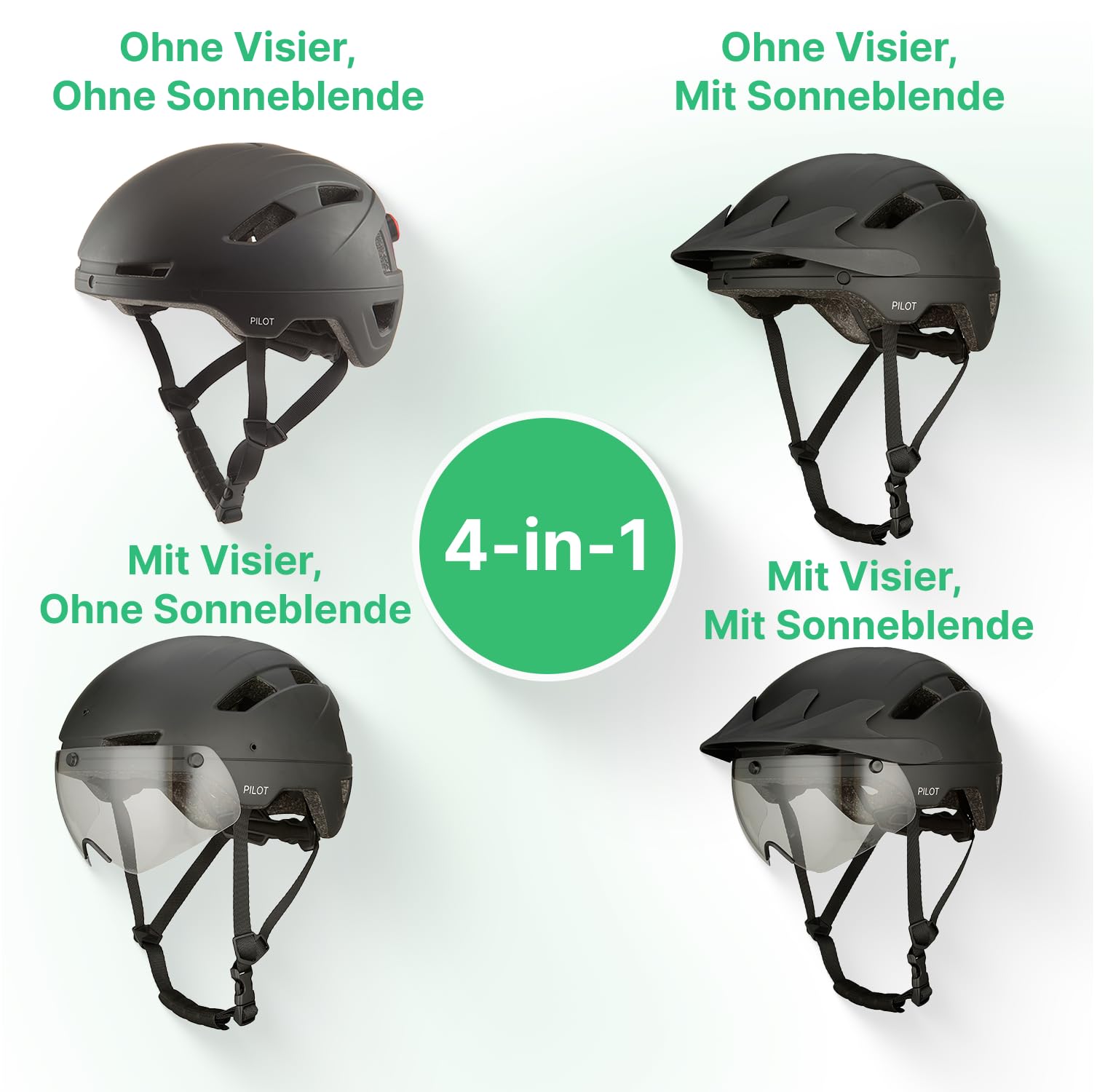 GOOFF Pilot - Casco S-Pedelec | Protezione per pedalate veloci in e-bike, casco da bicicletta con visiera e luce, certificato NTA 8776