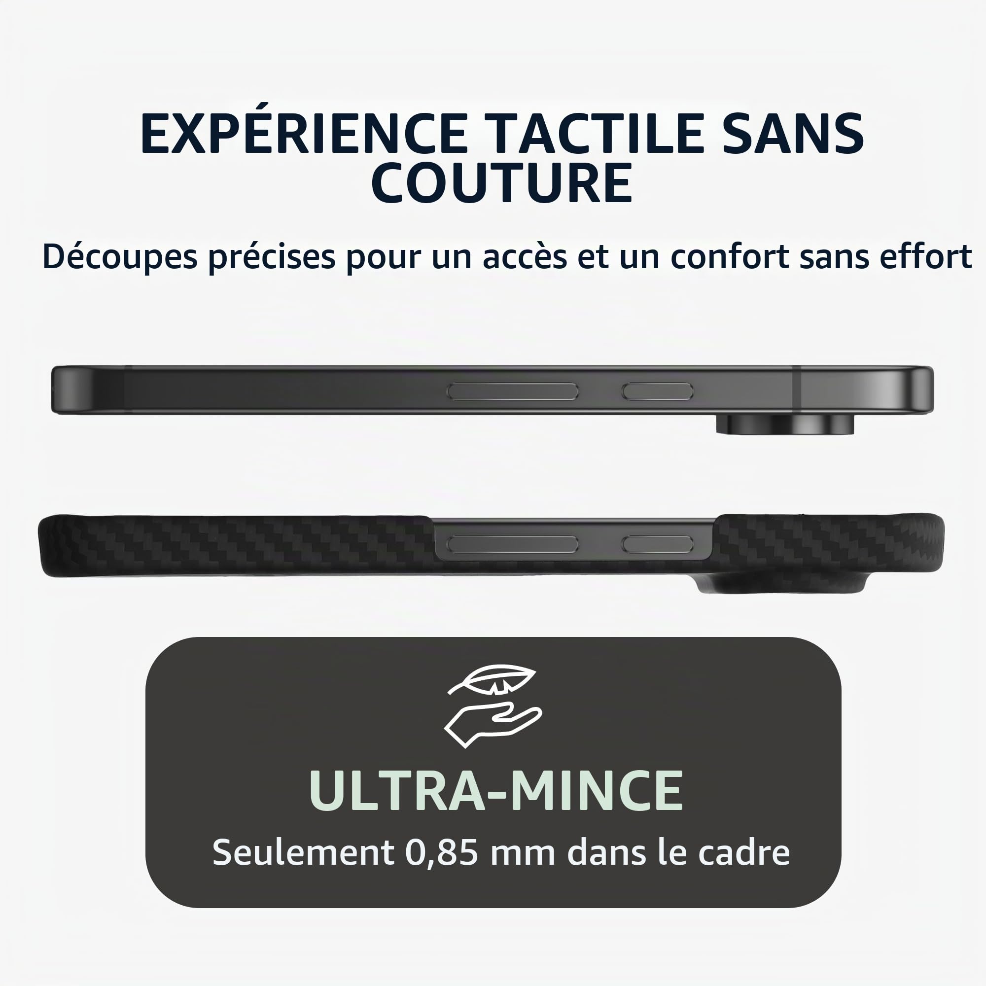 kalibri Coque de téléphone ultra fine pour Google Pixel 10 / Pixel 10 Pro - En fibre d'aramide ultra légère - Résistante aux rayures - Compatible avec MagSafe - Noir