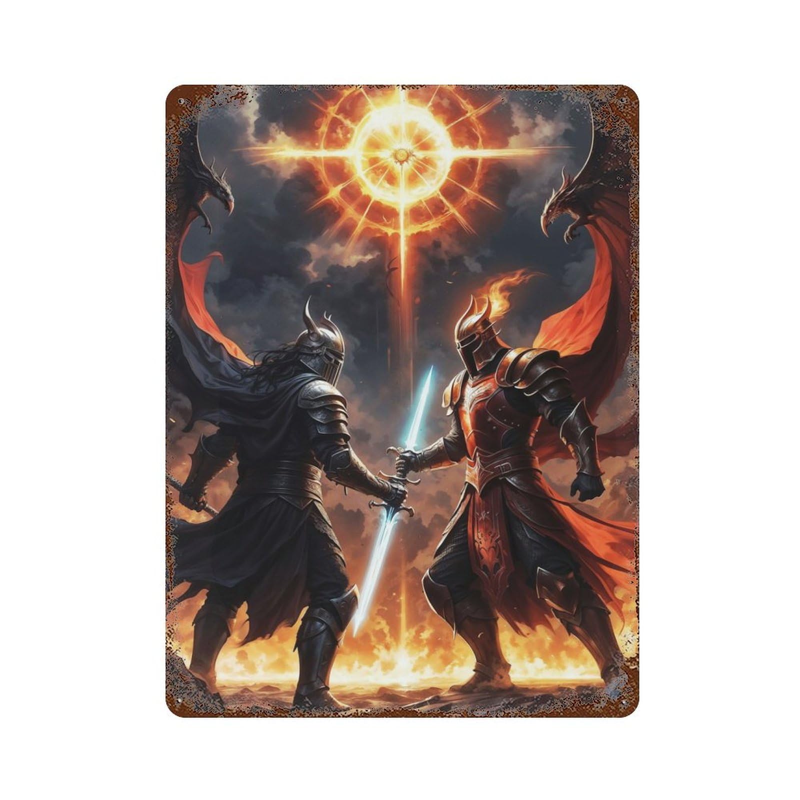 Retro Metal Sign Clash of Eternals 15.7"x11.8", Retro Wall Decor for Living Room, Hallway And Home Decor