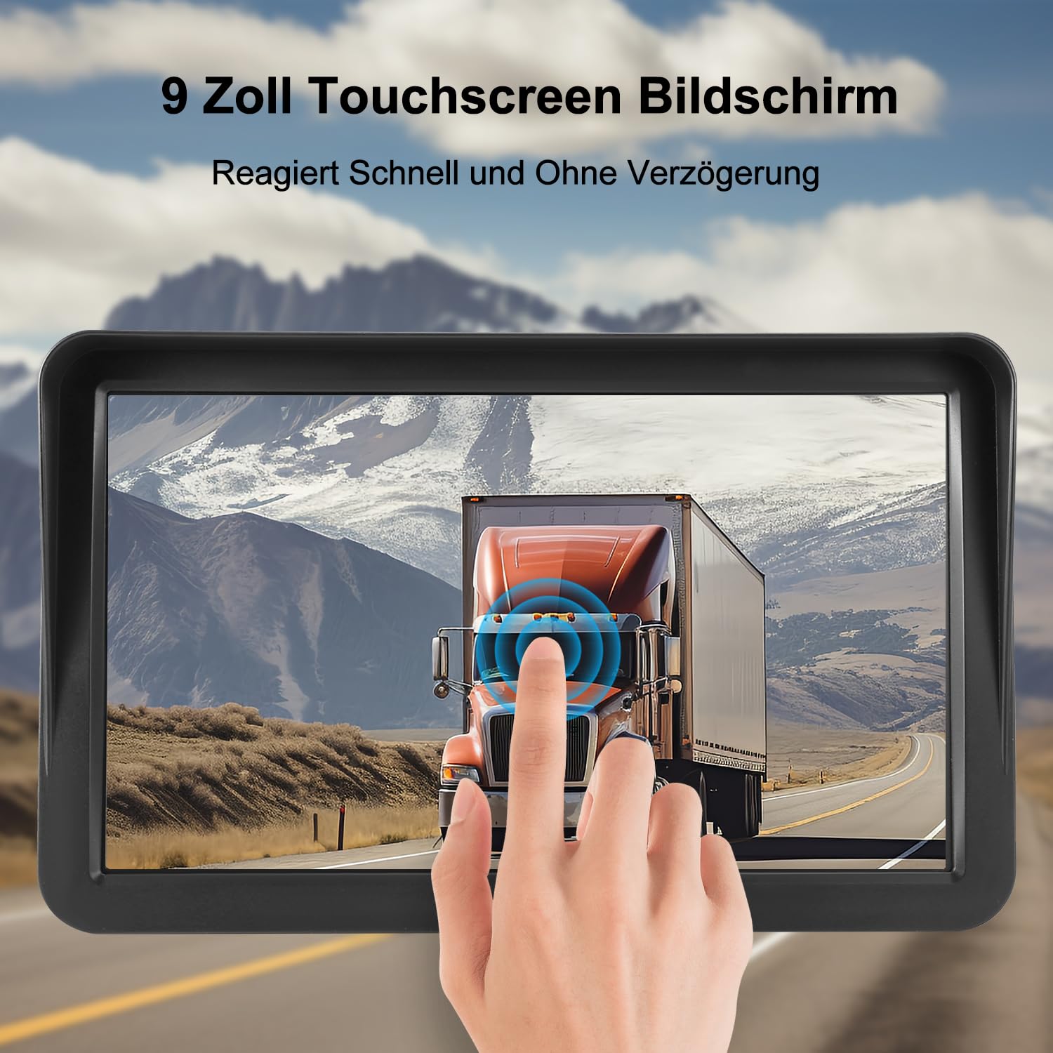GPS-Navigation für PKW LKW 9 Zoll Navigationsgerät mit Sonnenschirm POI Sprachführung Spurassistent Europakarte Kartenaktualisierungen