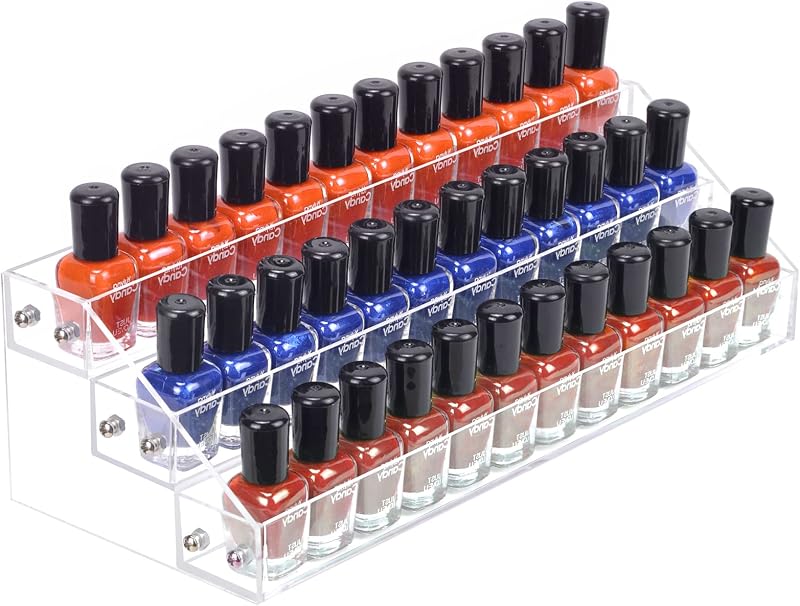 Organizador de Esmaltes BTremary com 3 Prateleiras em Acrílico Transparente, Suporte de Mesa para até 36 Frascos