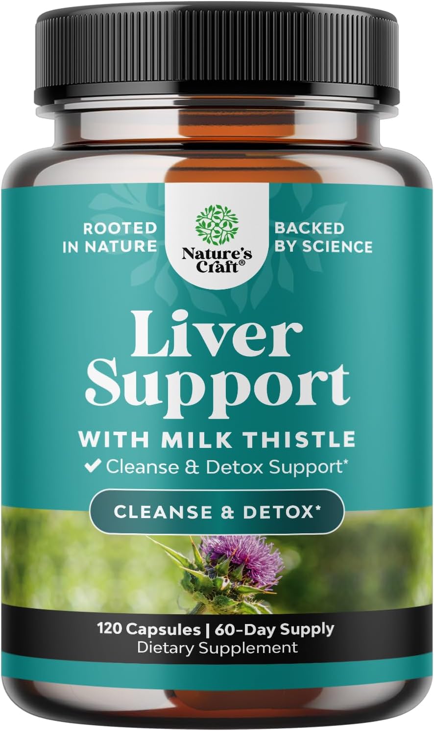 Natures Craft Liver Cleanse Detox & Repair 120 Capsules - Herbal Liver Support Milk Thistle Supplement - Silymarin Milk Thistle Supplements with Dandelion Root, Choline, Beetroot & Artichoke Extract