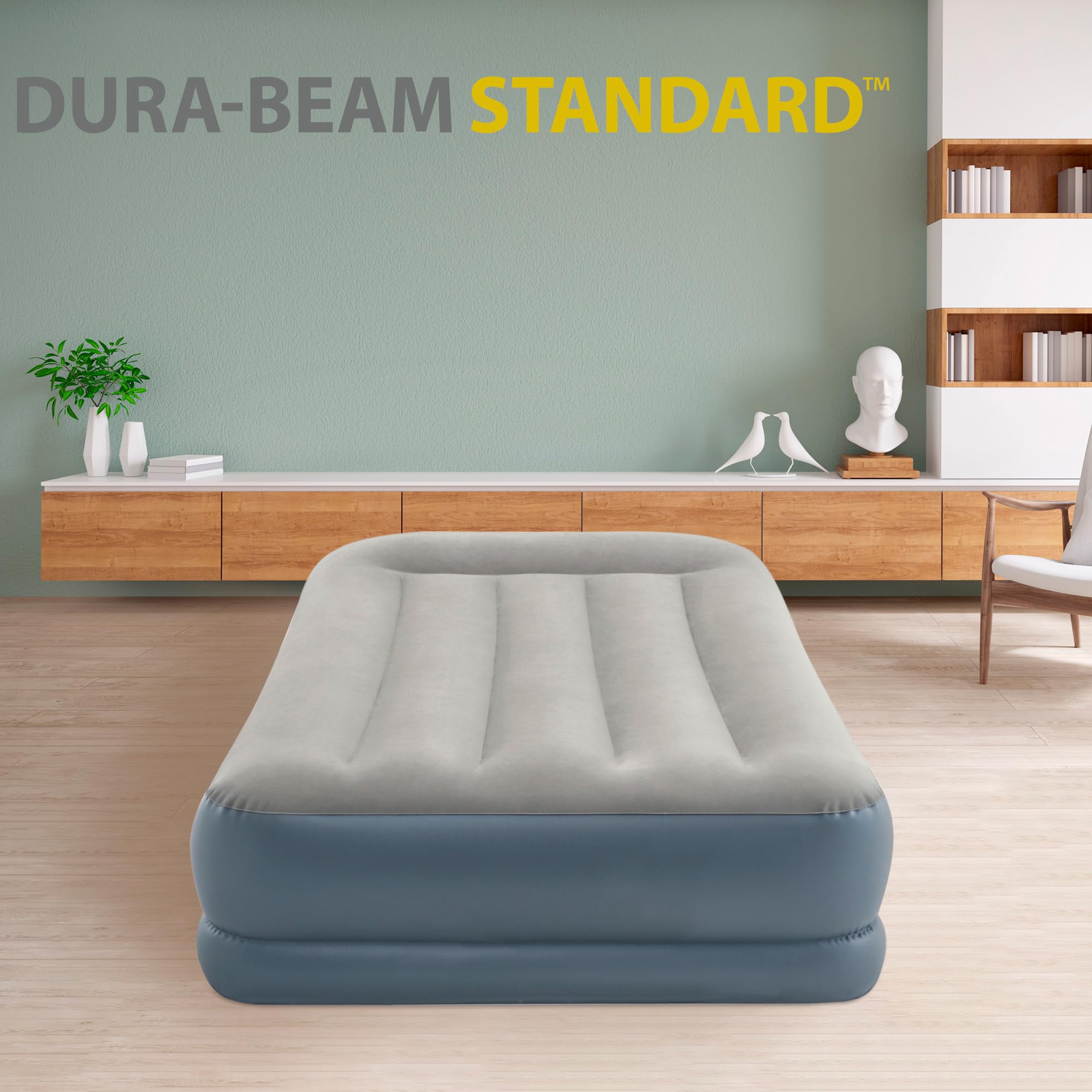 Intex 64116ND LIT Gonflable Pillow Rest Mid-Rise Place Double avec lit Gonflable en Fibre Tech RP 99 x 191 x 30 cm