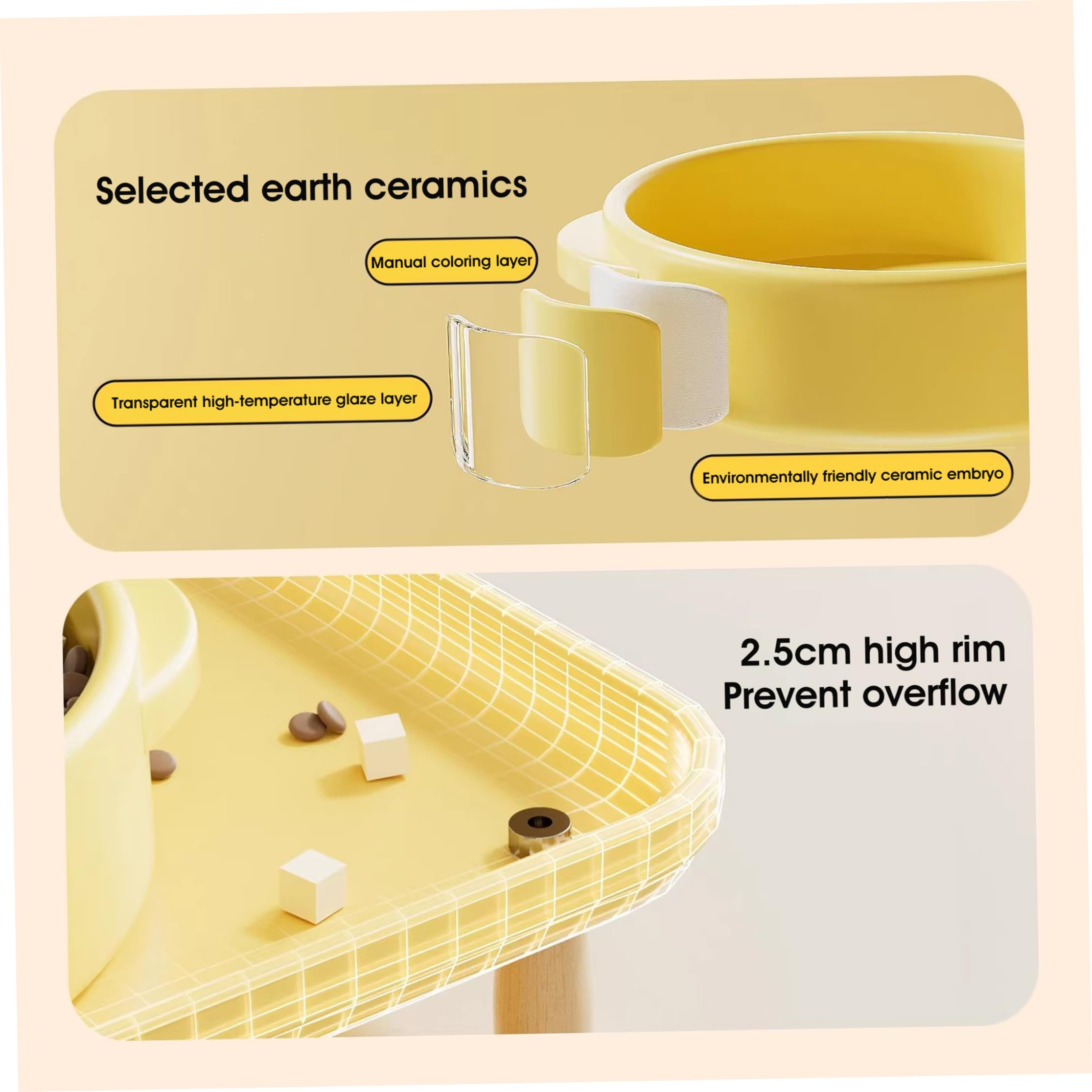 Soporte para Cuenco para Gatos, 2 Cuencos, Cuencos de Agua y Comida de cerámica para Gatos.