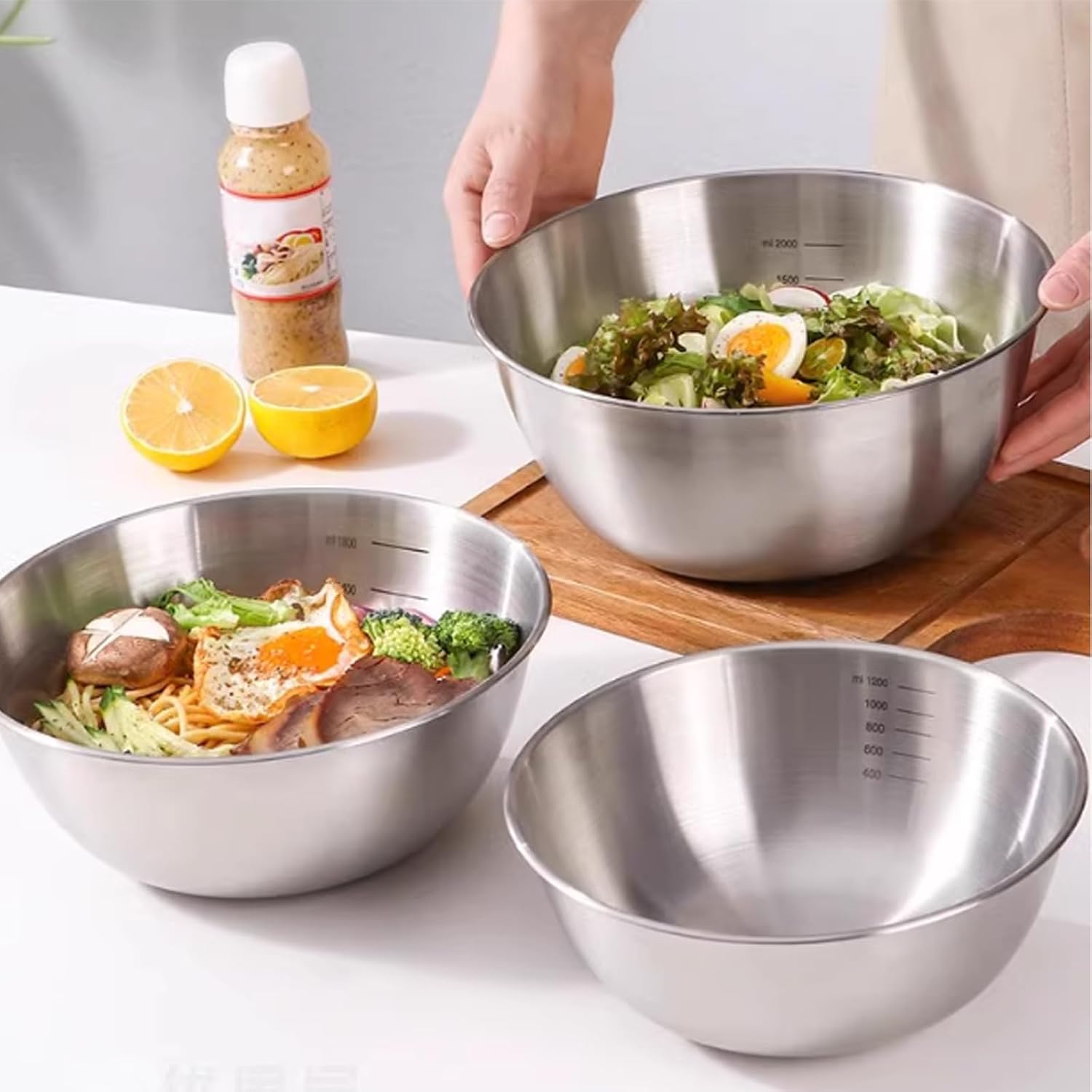 4 Pack Stainless Steel Mixing Bowl Set, Microwave and Dishwasher Safe,Ideal for Baking, Prepping, Cooking and Serving Food