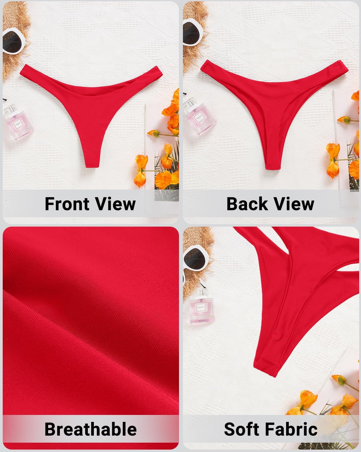 Women's Thong High Cut Swimsuit Bottom - Bikini Bathing Suit Bottom Only - Image 3