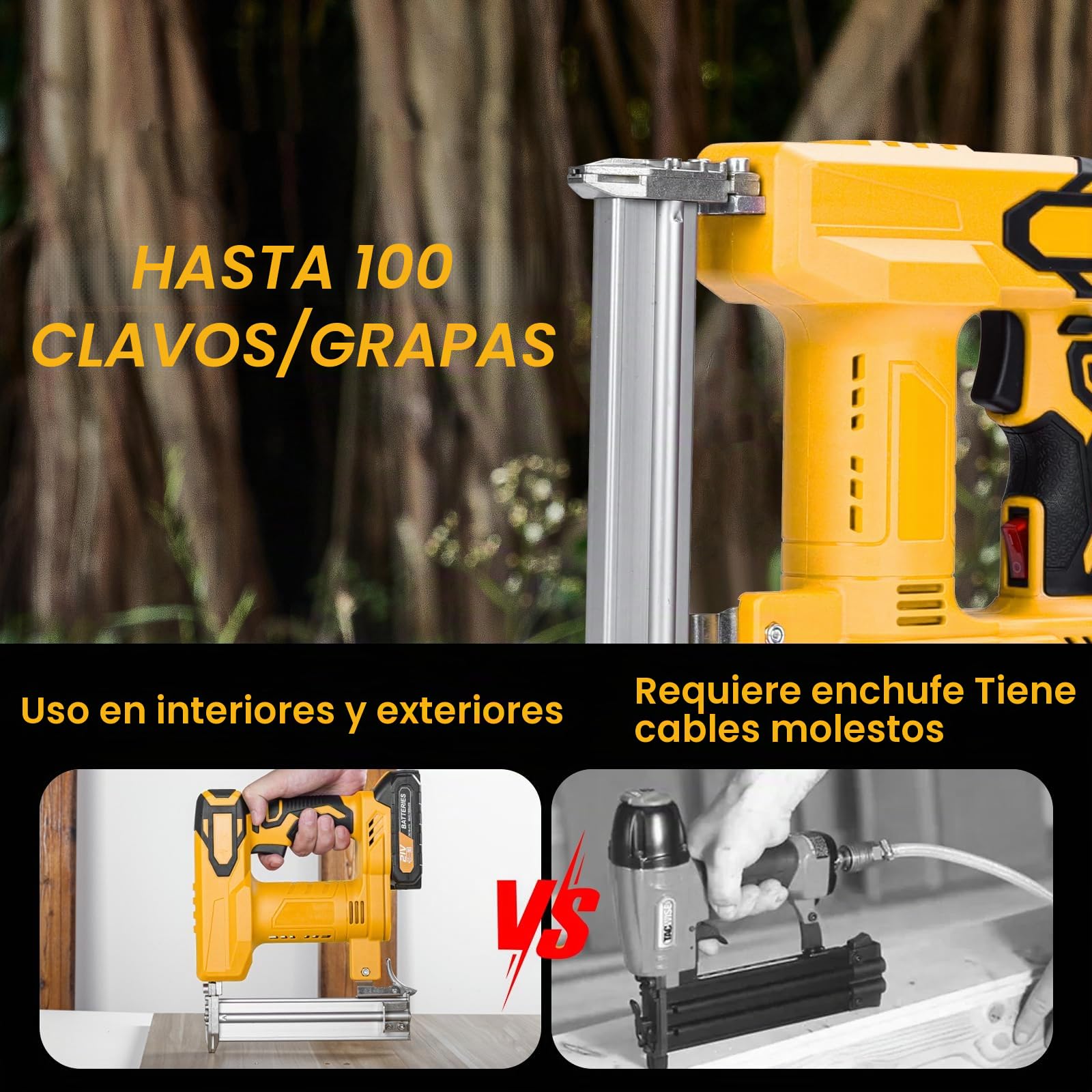 Pistola de clavos compatible con Dewalt de 18 V batería de litio | Grapadora de uñas inalámbrica, 2 en 1 Clavadora bateria Grapadora eléctrica Inalámbrica con 1000 clavos y 500 grapas