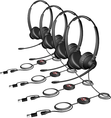 Cyber Acoustics Auriculares con cable USB-C con micrófono para PC (AC-304C), auriculares con cable con micrófono de cancelación de ruido para